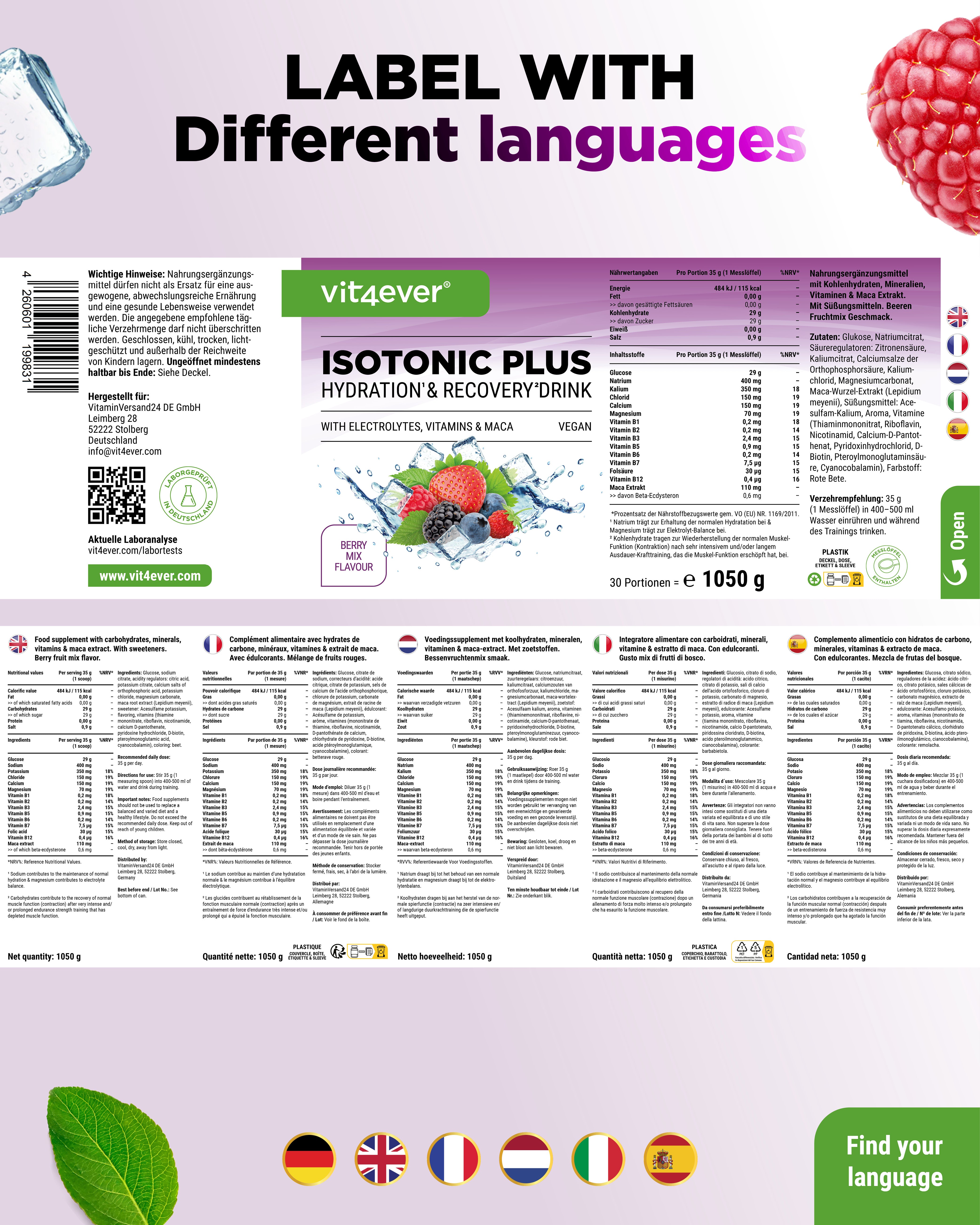 Isotonic Plus - mix di frutti di bosco, 1050 g