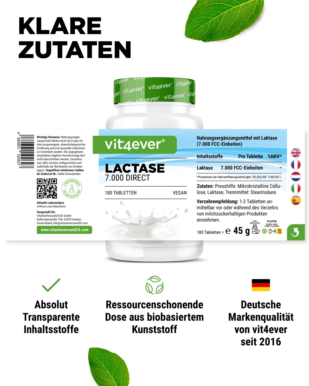 Laktase - á 7000 FCC-Einheiten,