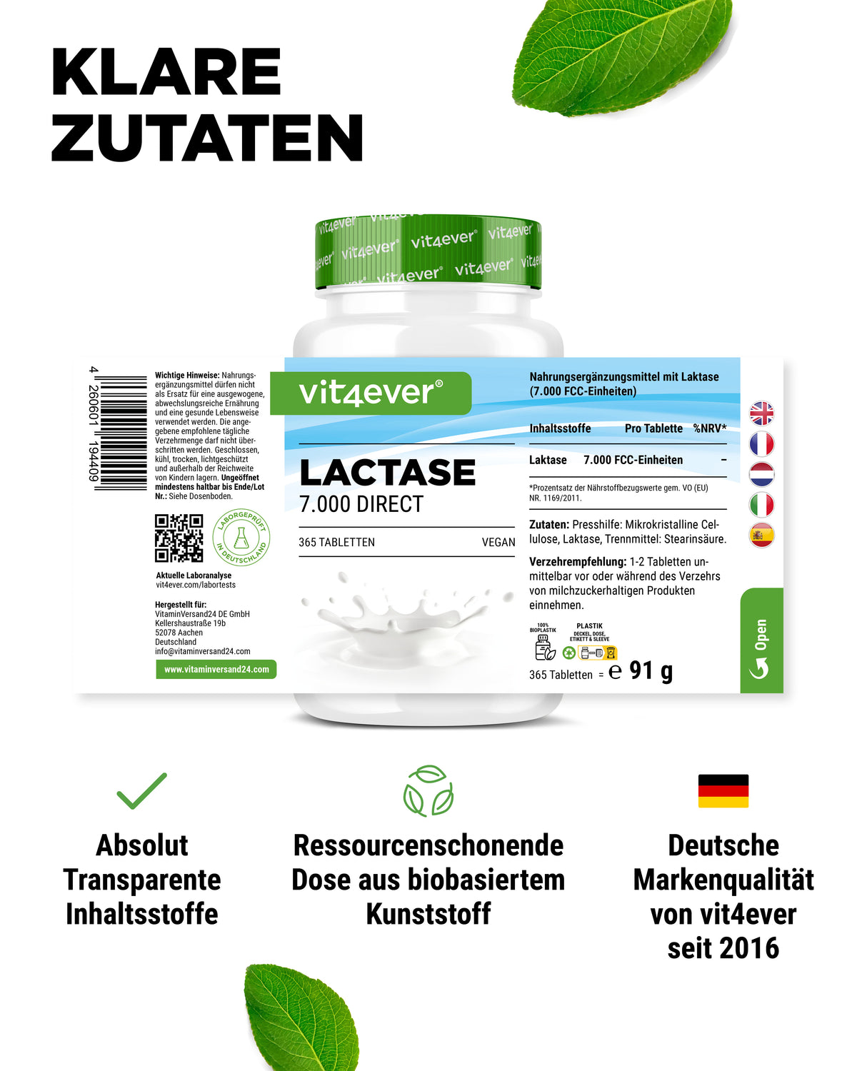 Laktase - á 7000 FCC-Einheiten,