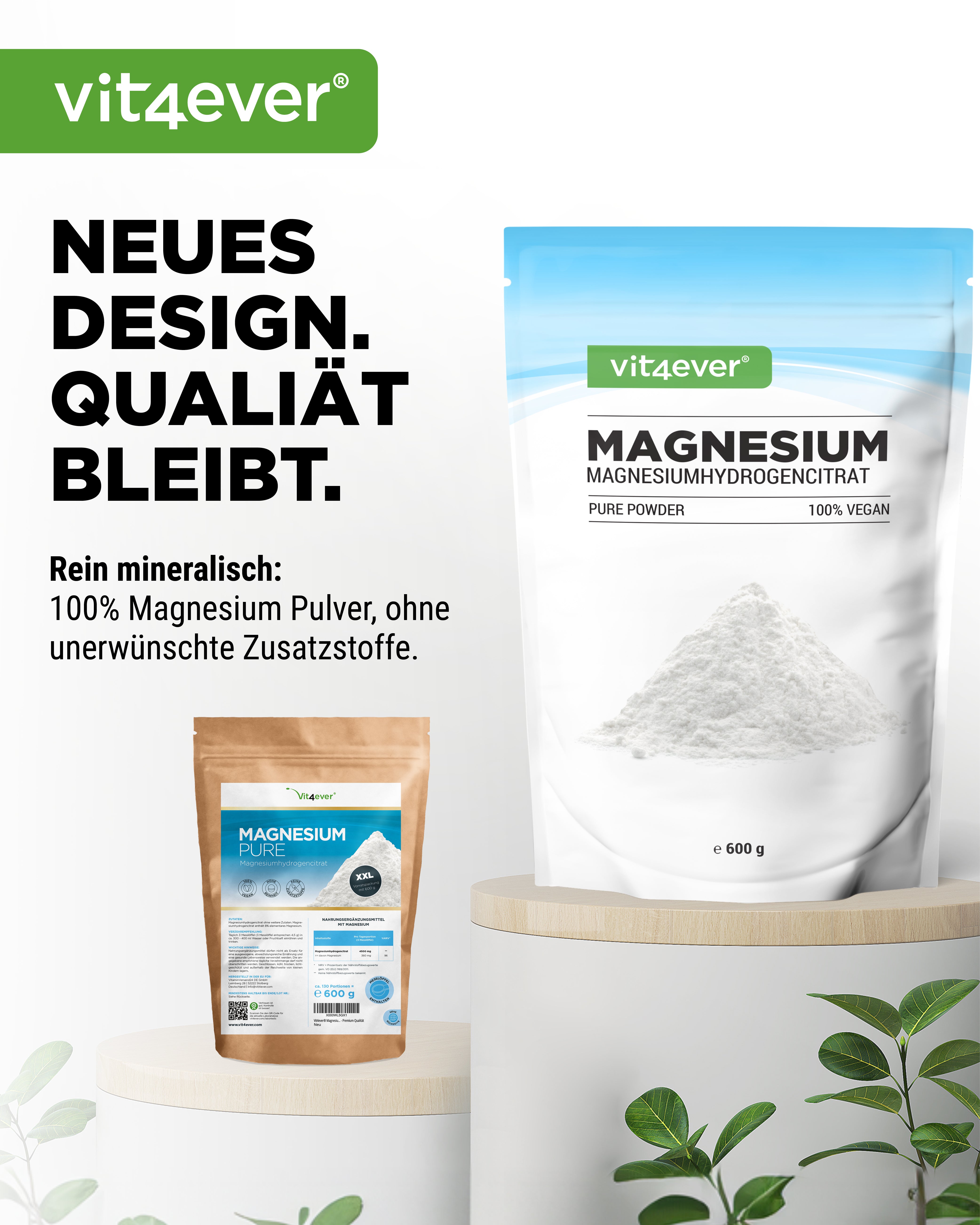Magnesium Pure -Pulver - 100% Magnesiumhydrogencitrat