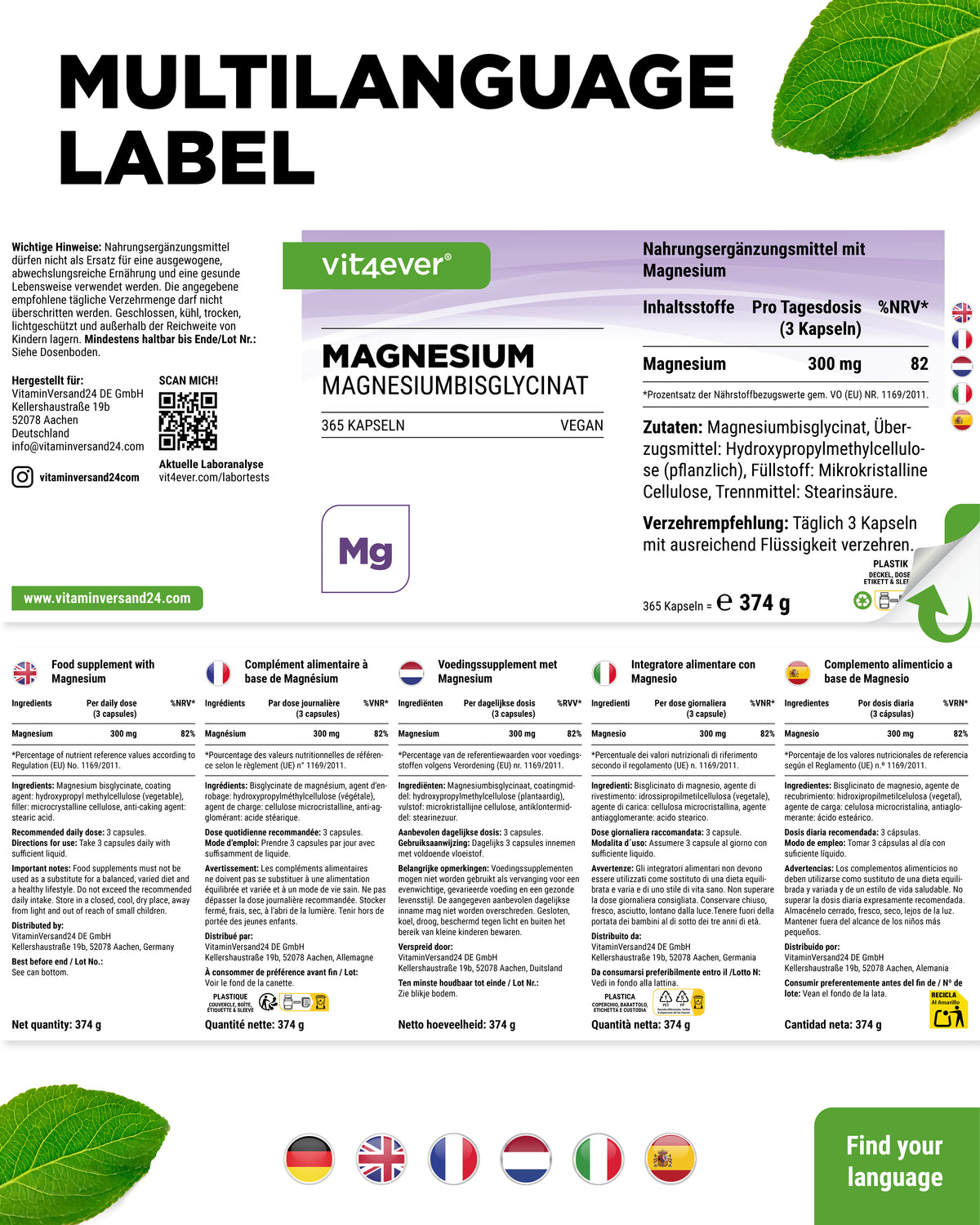 Bisglicinato de magnesio puro