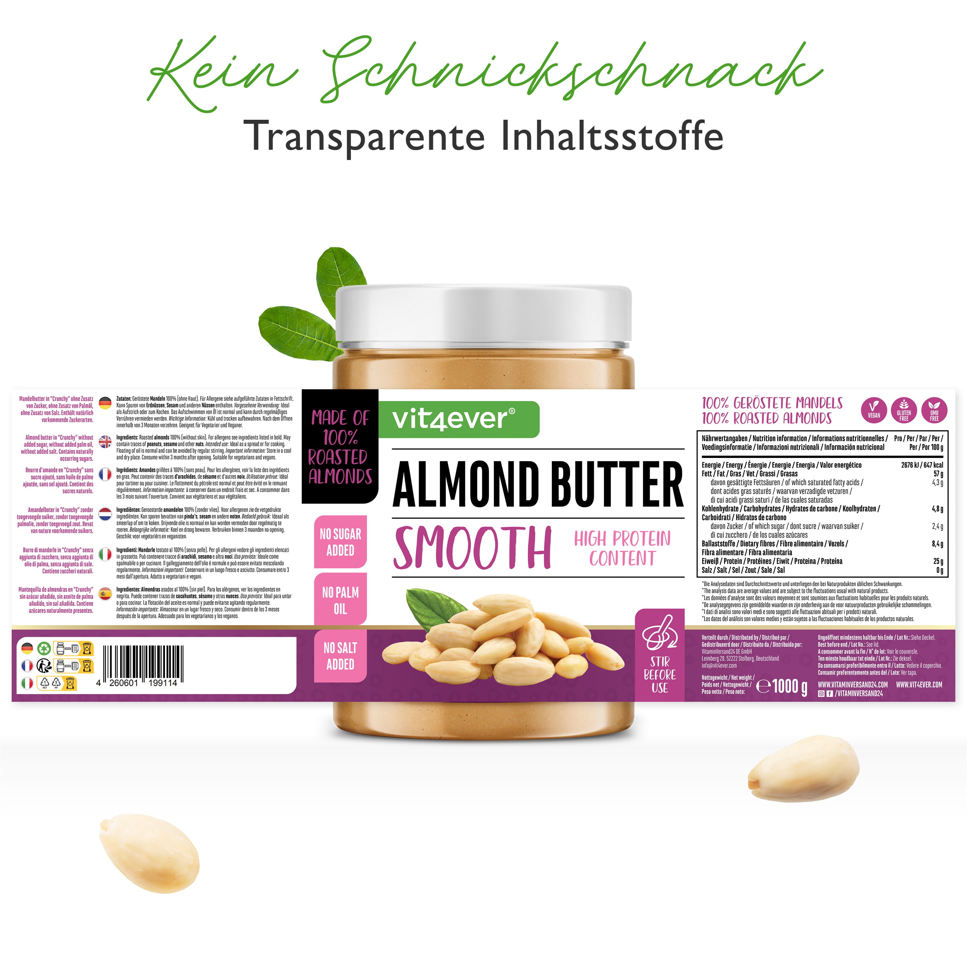 100 % crema de almendra blanca - 1000 g