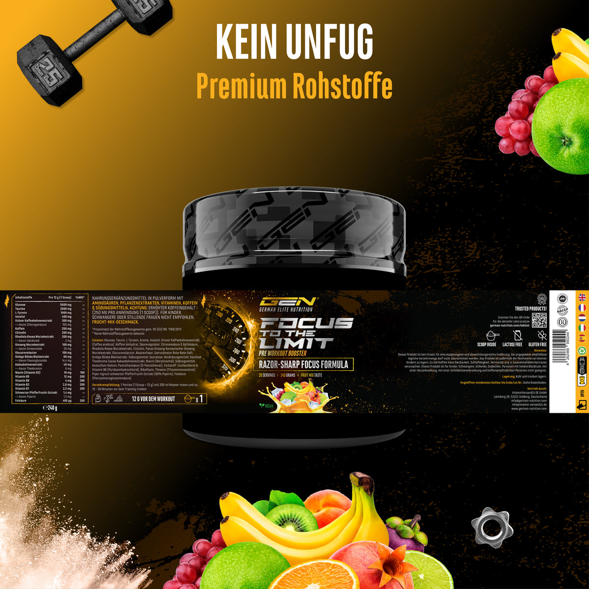 Focus to the Limit - Kiwi Raisin, 240 g