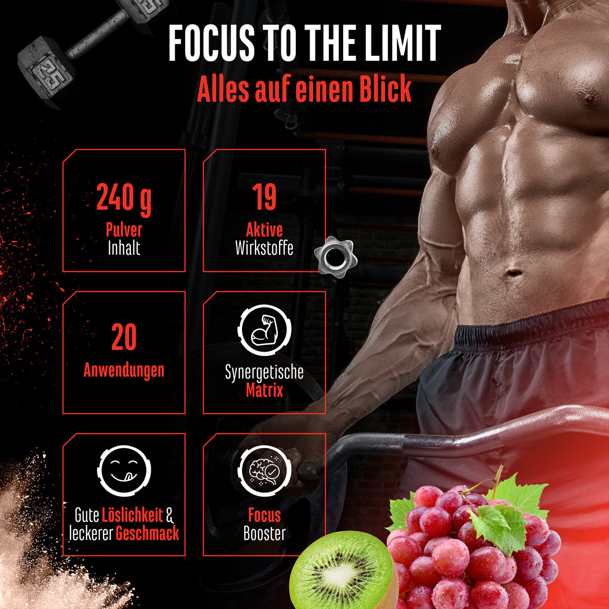 Focus to the Limit - Kiwi Raisin, 240 g