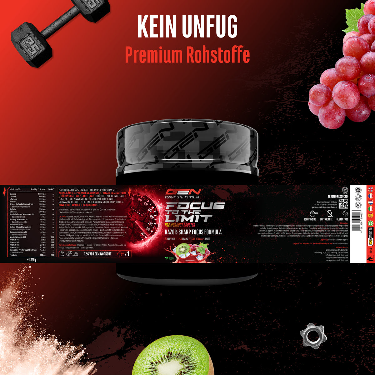 Focus to the Limit - Kiwi Raisin, 240 g