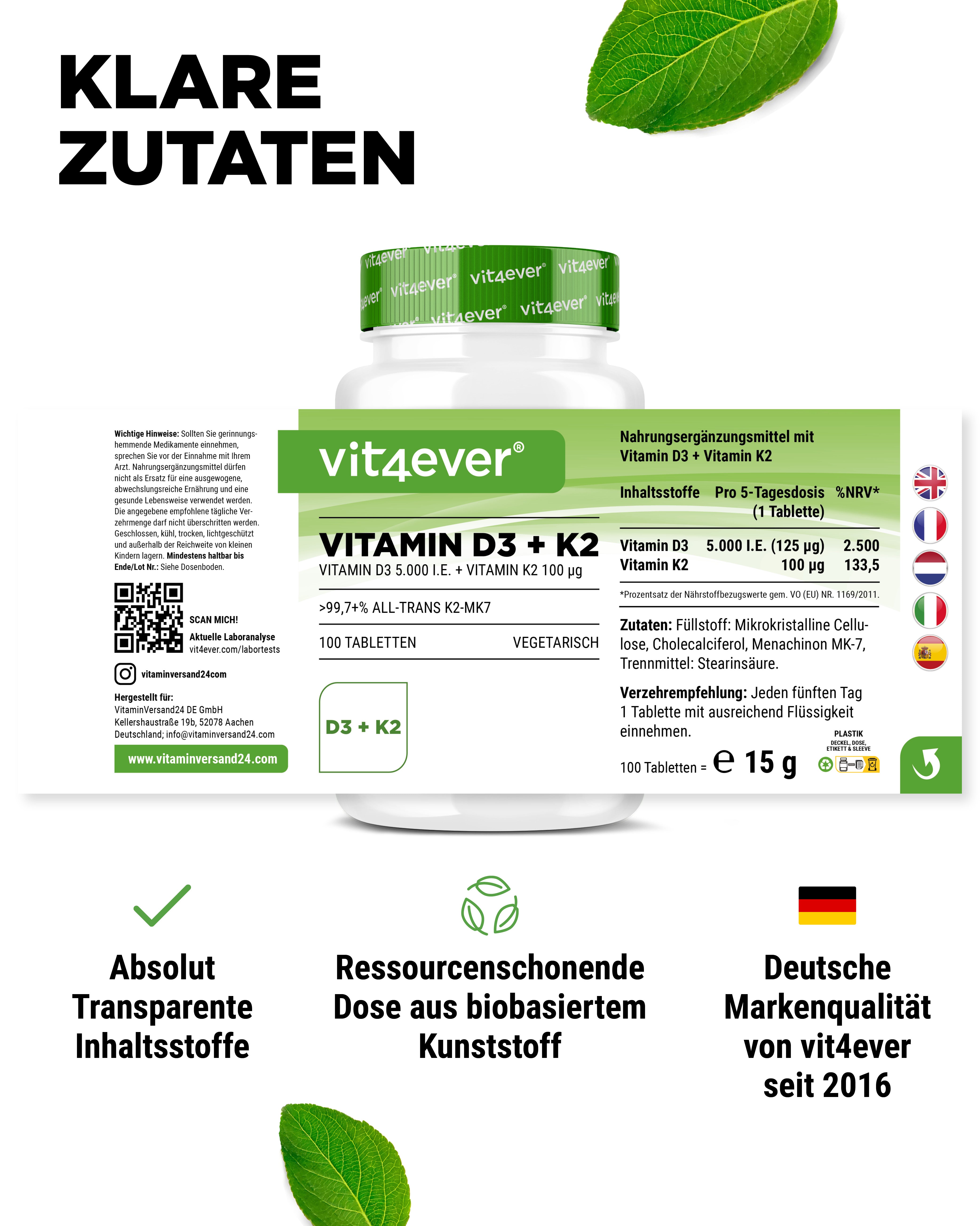 Vitamina D3 5.000 UI + Vitamina K2 100 mcg