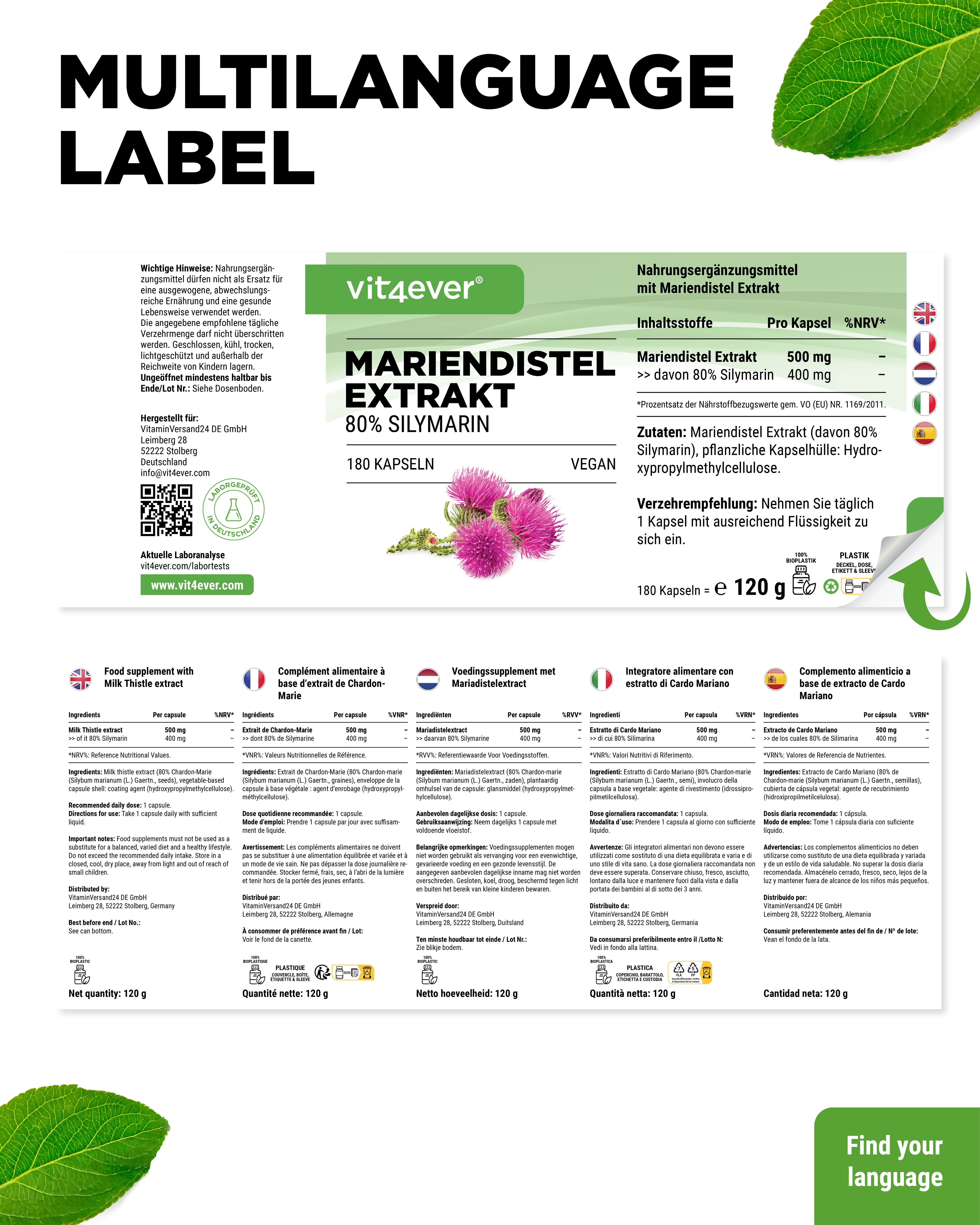 Milk Thistle Extract - 500mg - 80% Silymarin