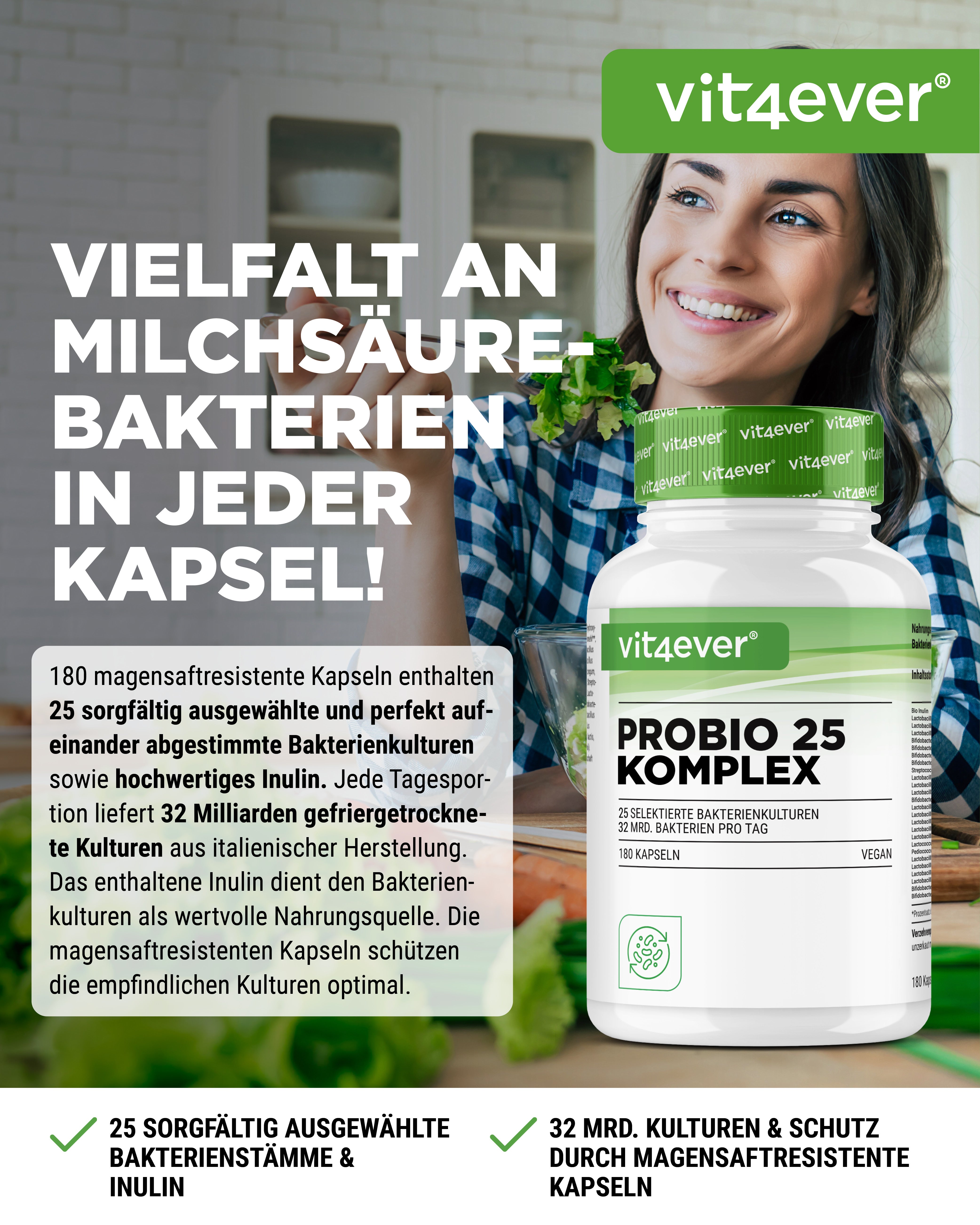 Probio 25 Complesso - 180 capsule - 27 miliardi di batteri intestinali