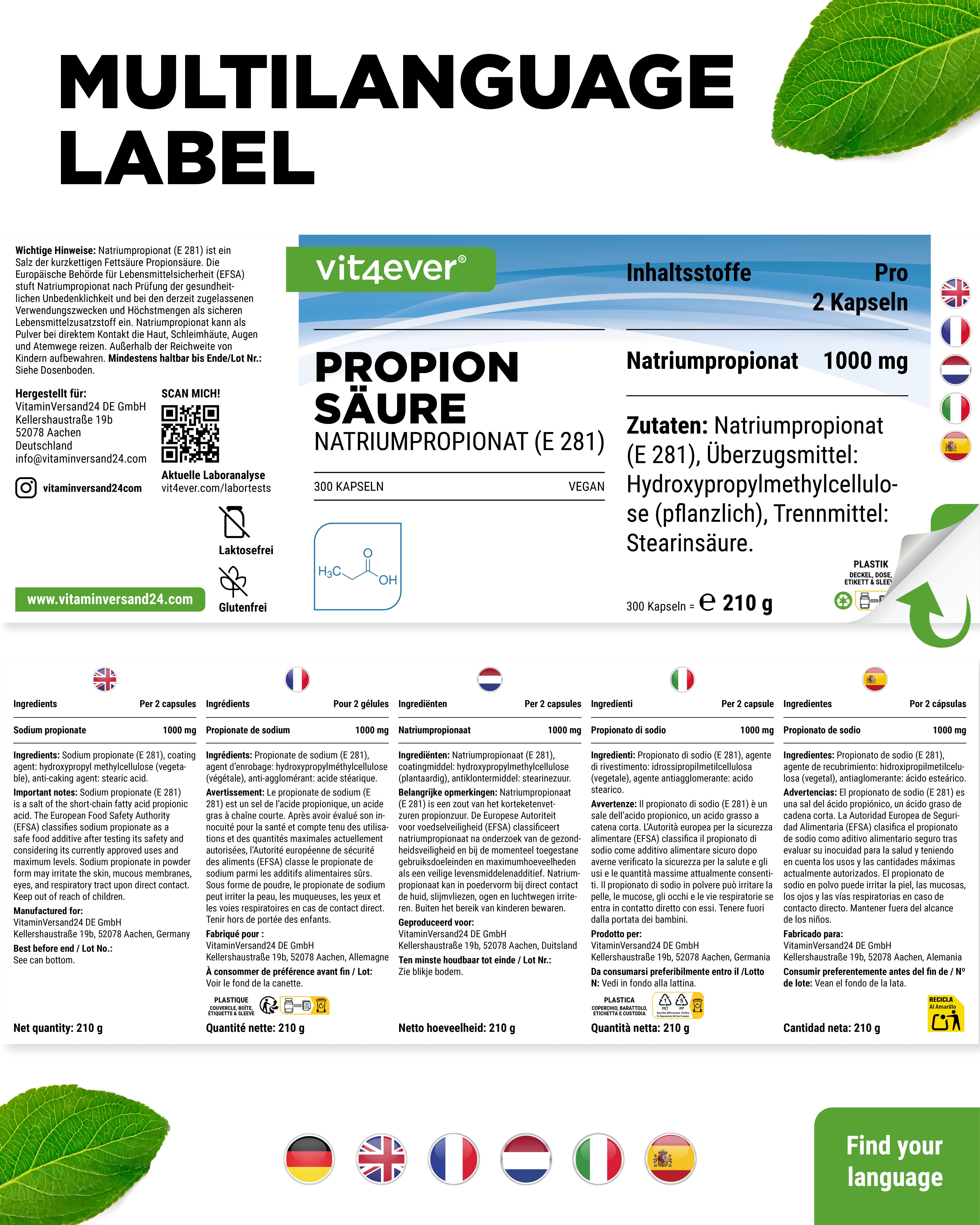 Propionsäure, 500 mg