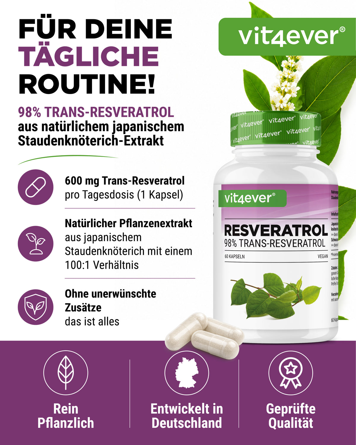 Resveratrol - 600 mg - 98% Trans-Resveratrol