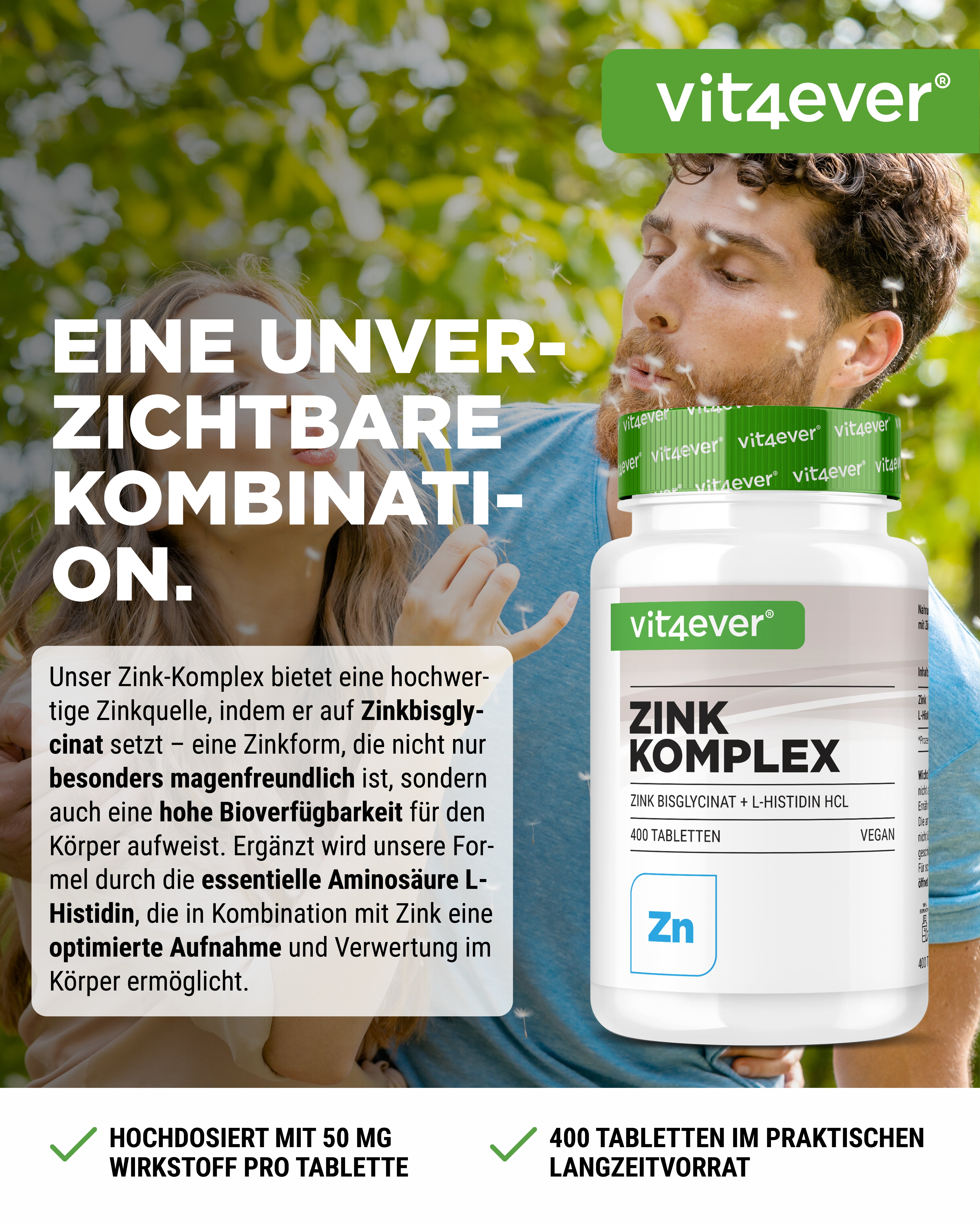 Zink 25 mg Komplex mit Bisglycinat + L-Histidin