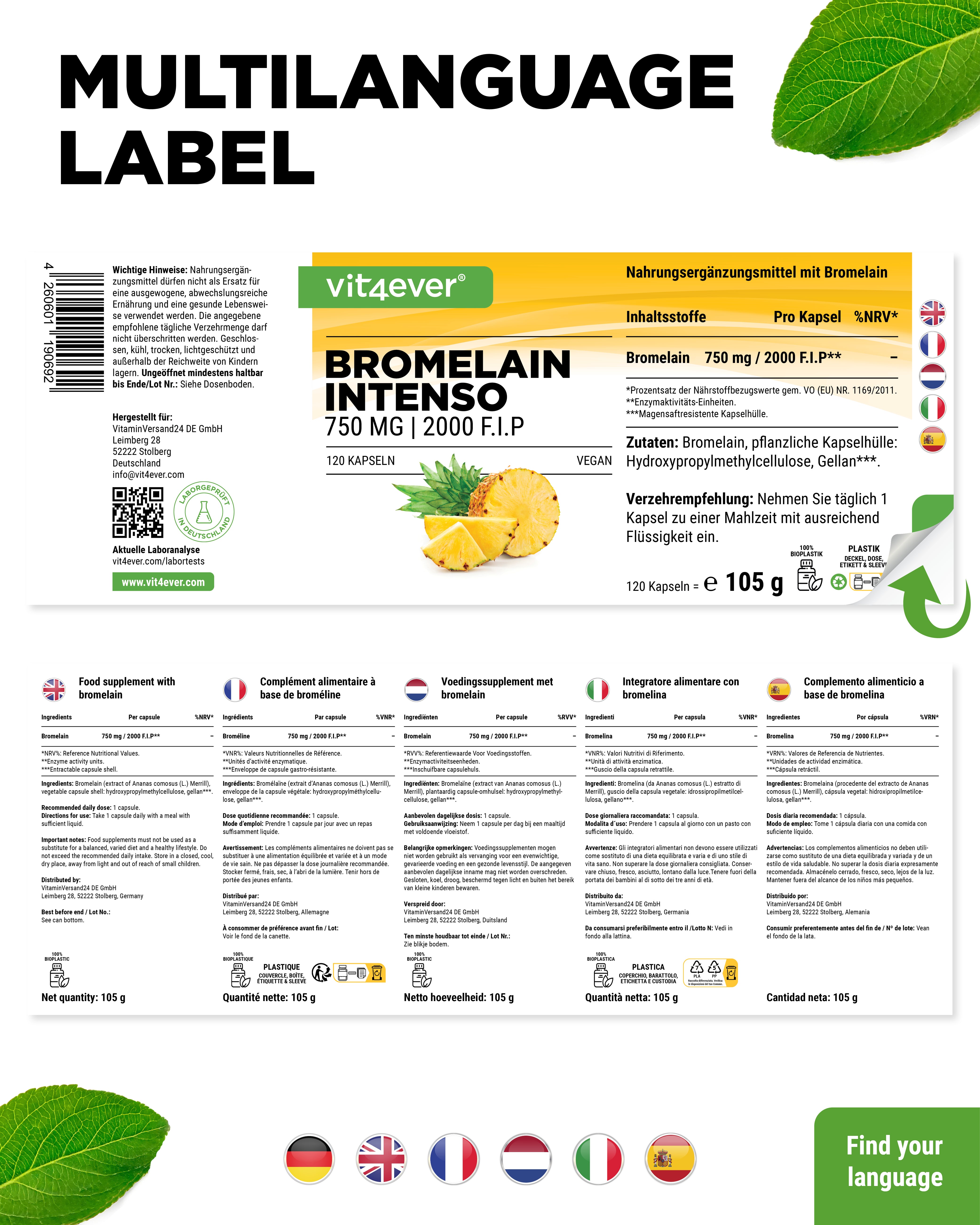 Bromelina Intenso - 750 mg (2000 F.I.P)