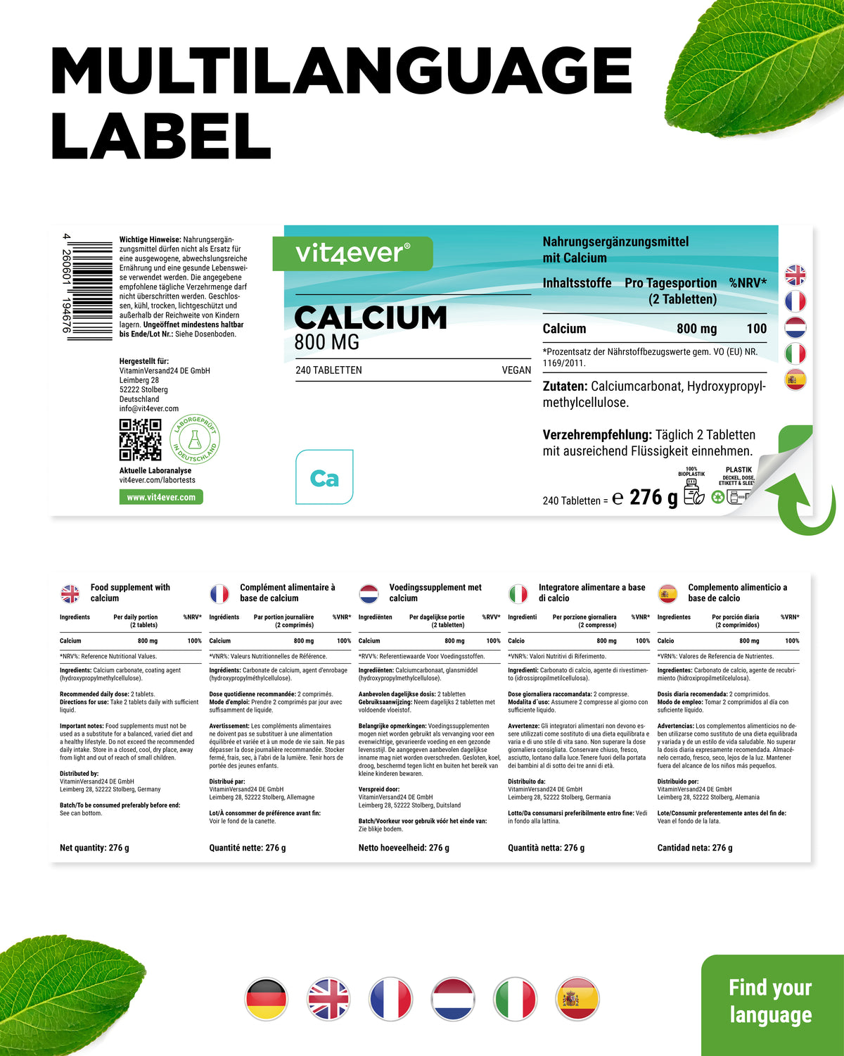 Calcium - 400 mg
