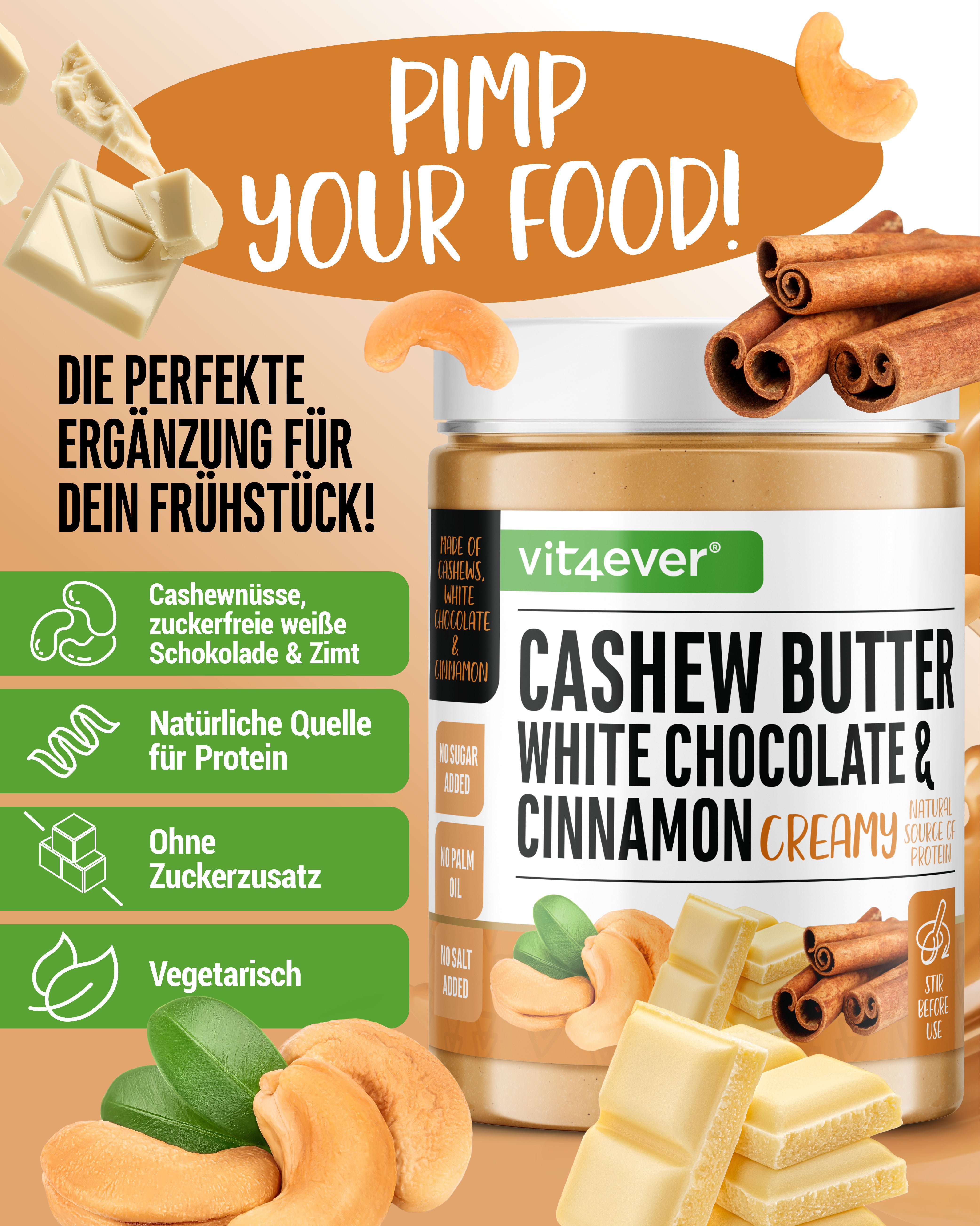 Cashew Butter - Weiße Schokolade & Zimt, 1000 g