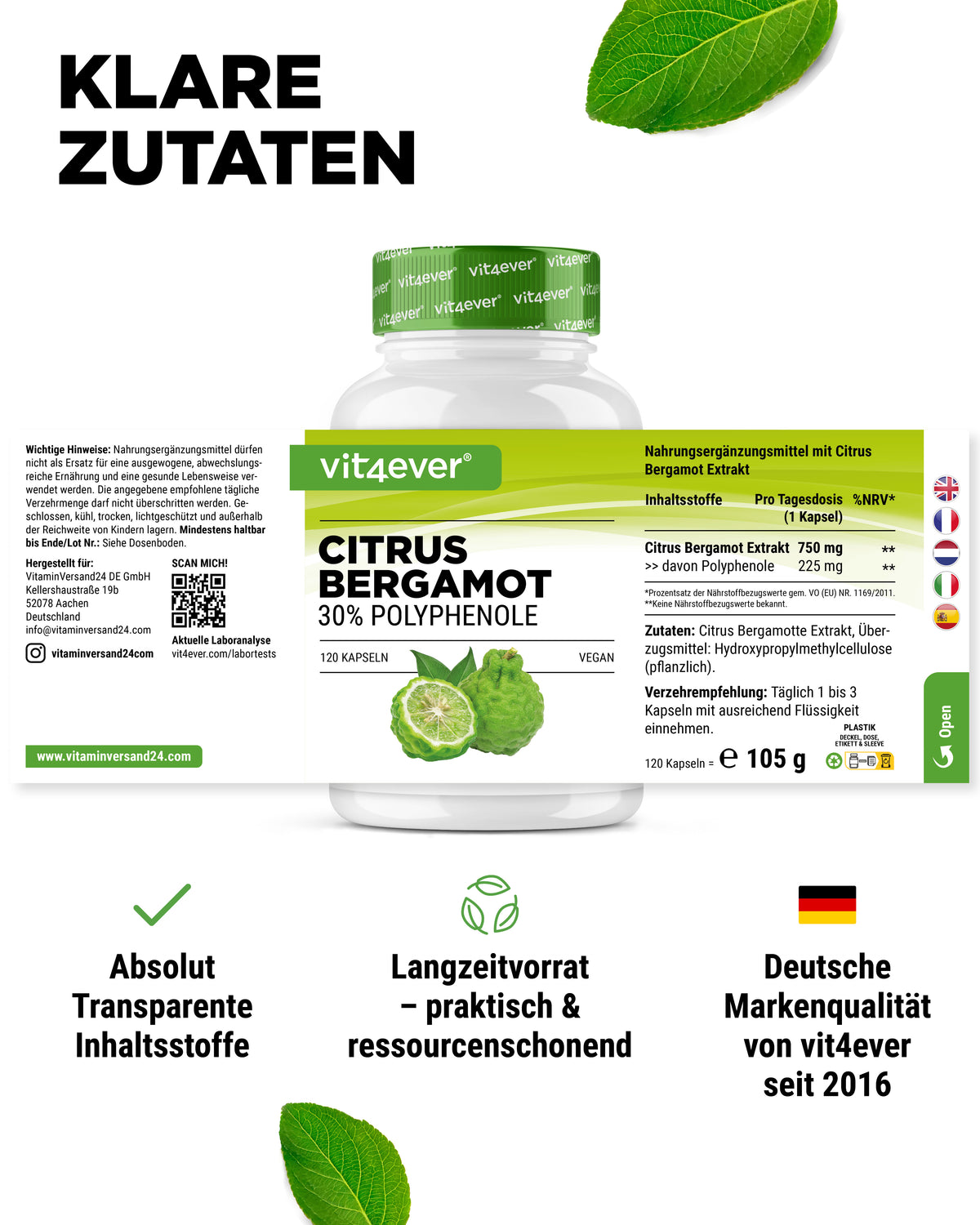 Citrus Bergamot, 30% Polyphenole - 120 Kapseln
