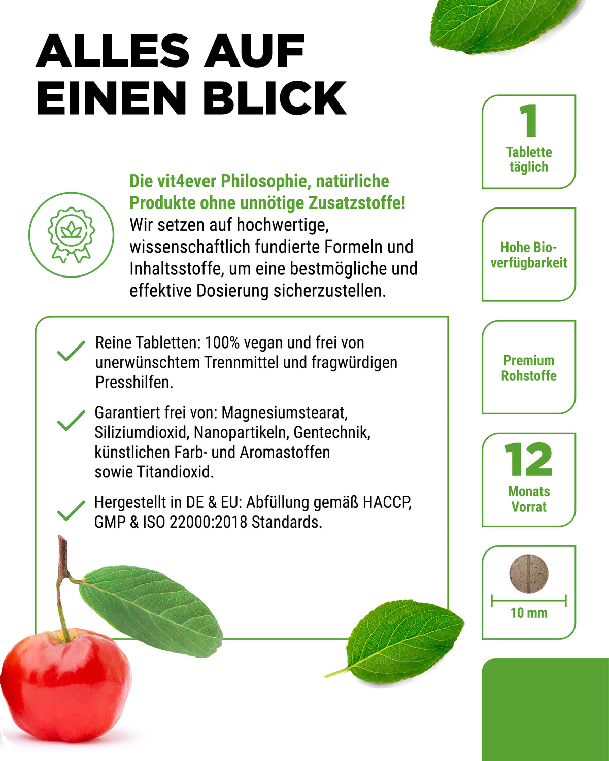 Eisen + Vitamin C - Eisenbisglycinat- 365 Tabletten