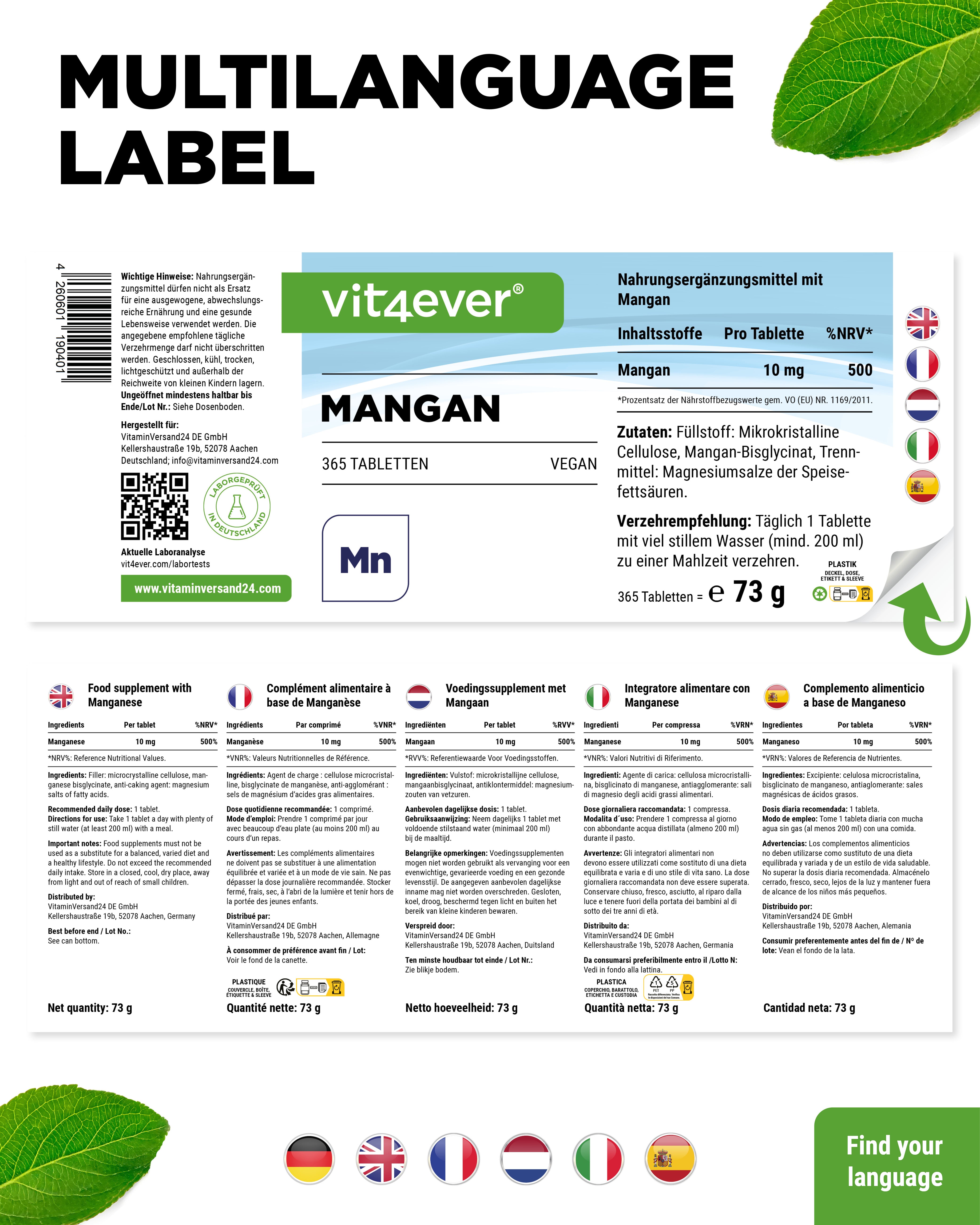 Manganese 10 mg - Bisglicinato di manganese