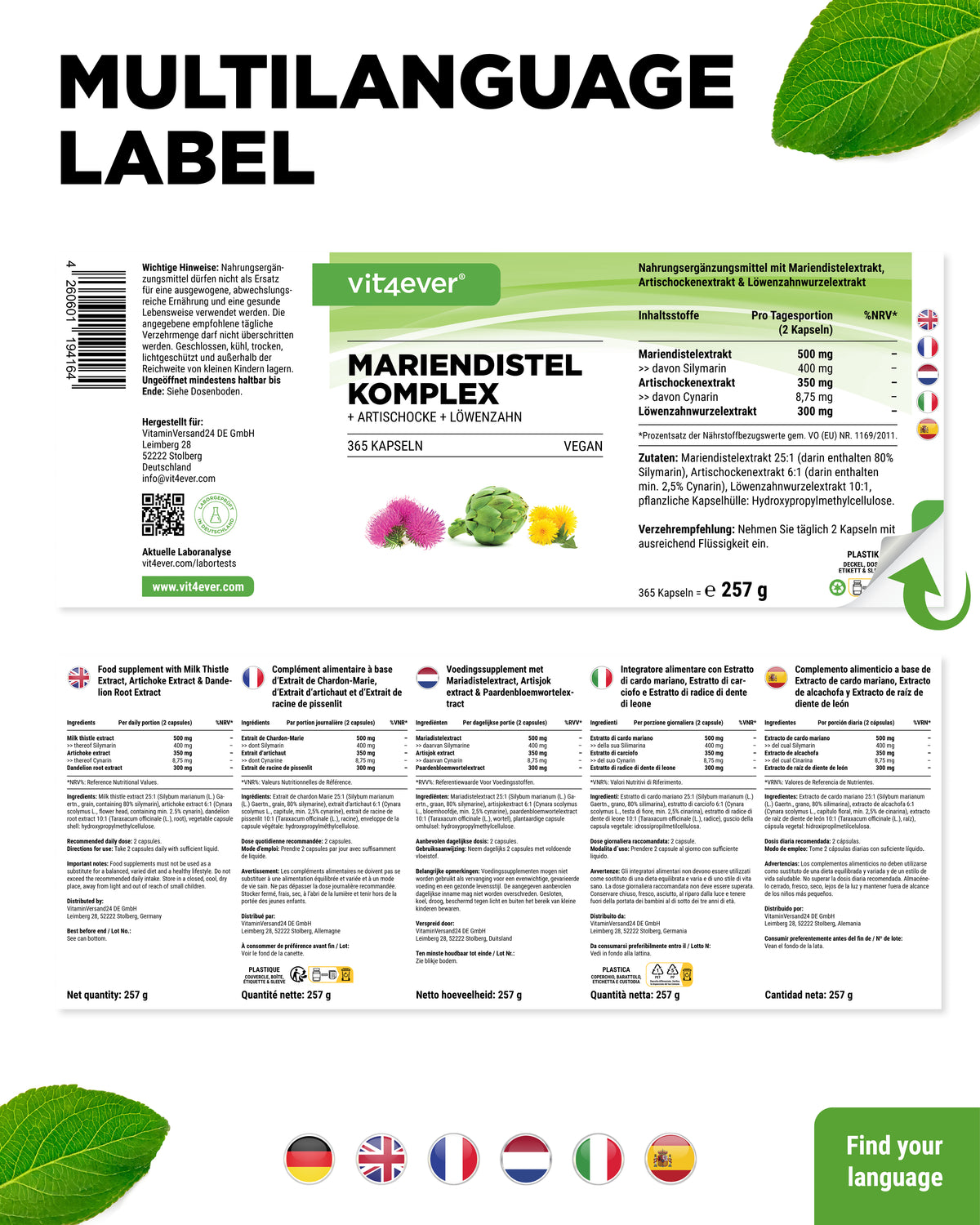 Kompleks Ostropest Karczoch Mlecz - 365 Kapsułek