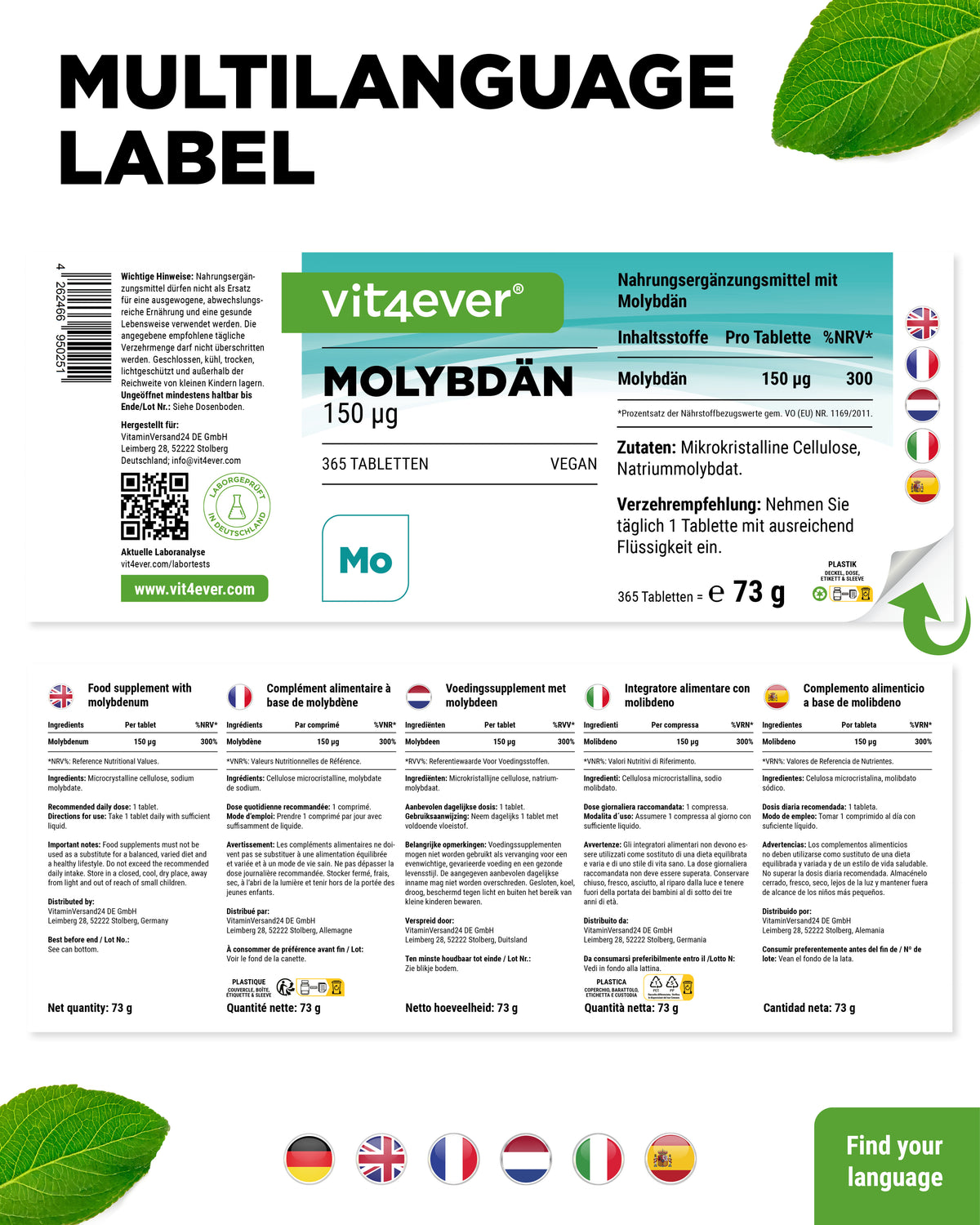 Molibden - 150 µg - Molibdinian sodu