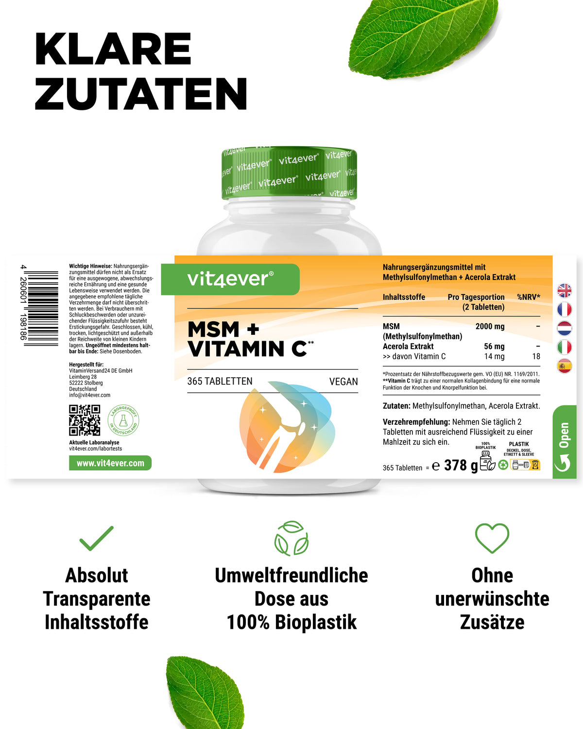 MSM + Vitamine C - 1000 mg
