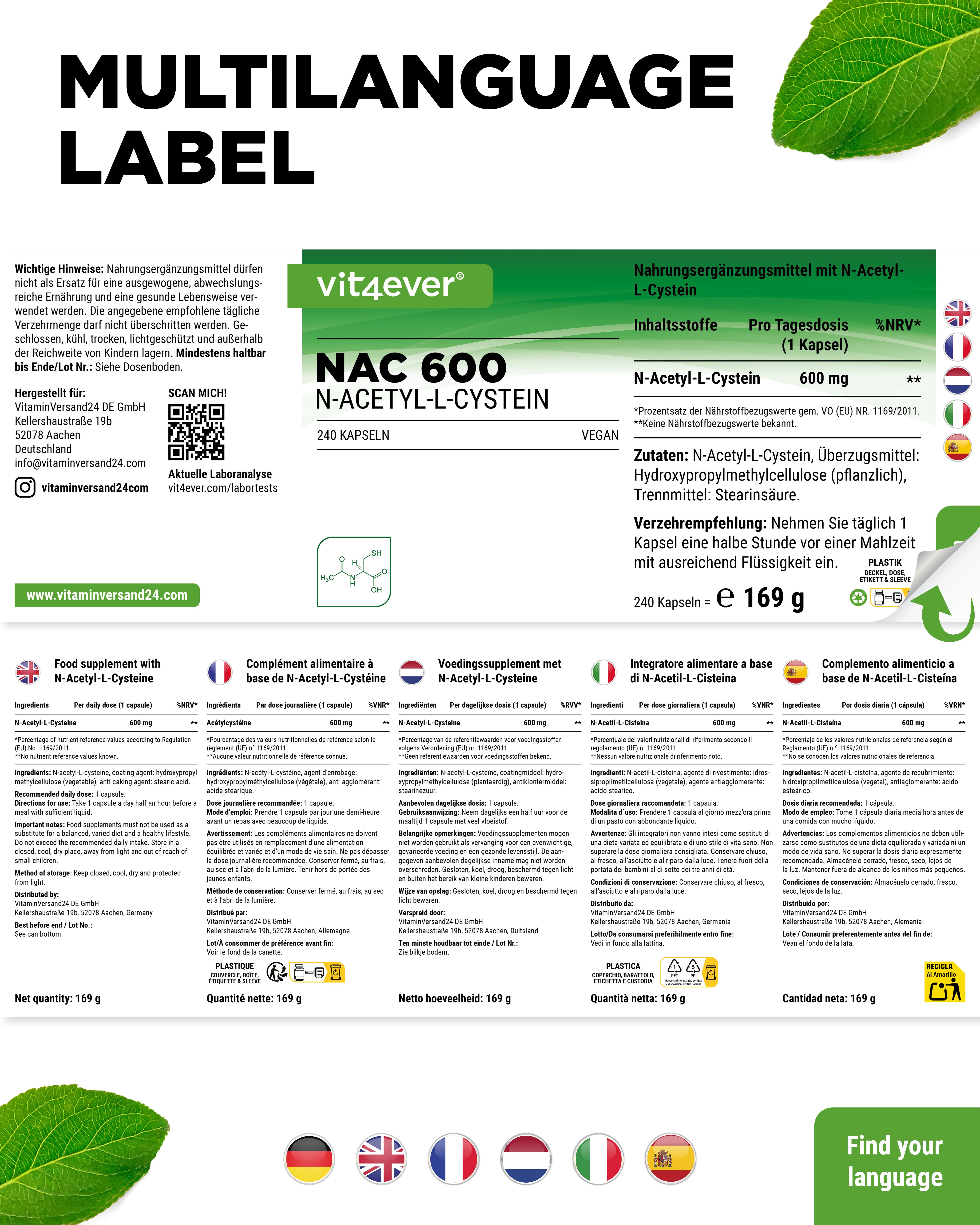 NAC - N-Acetyl L-Cystein - 600mg
