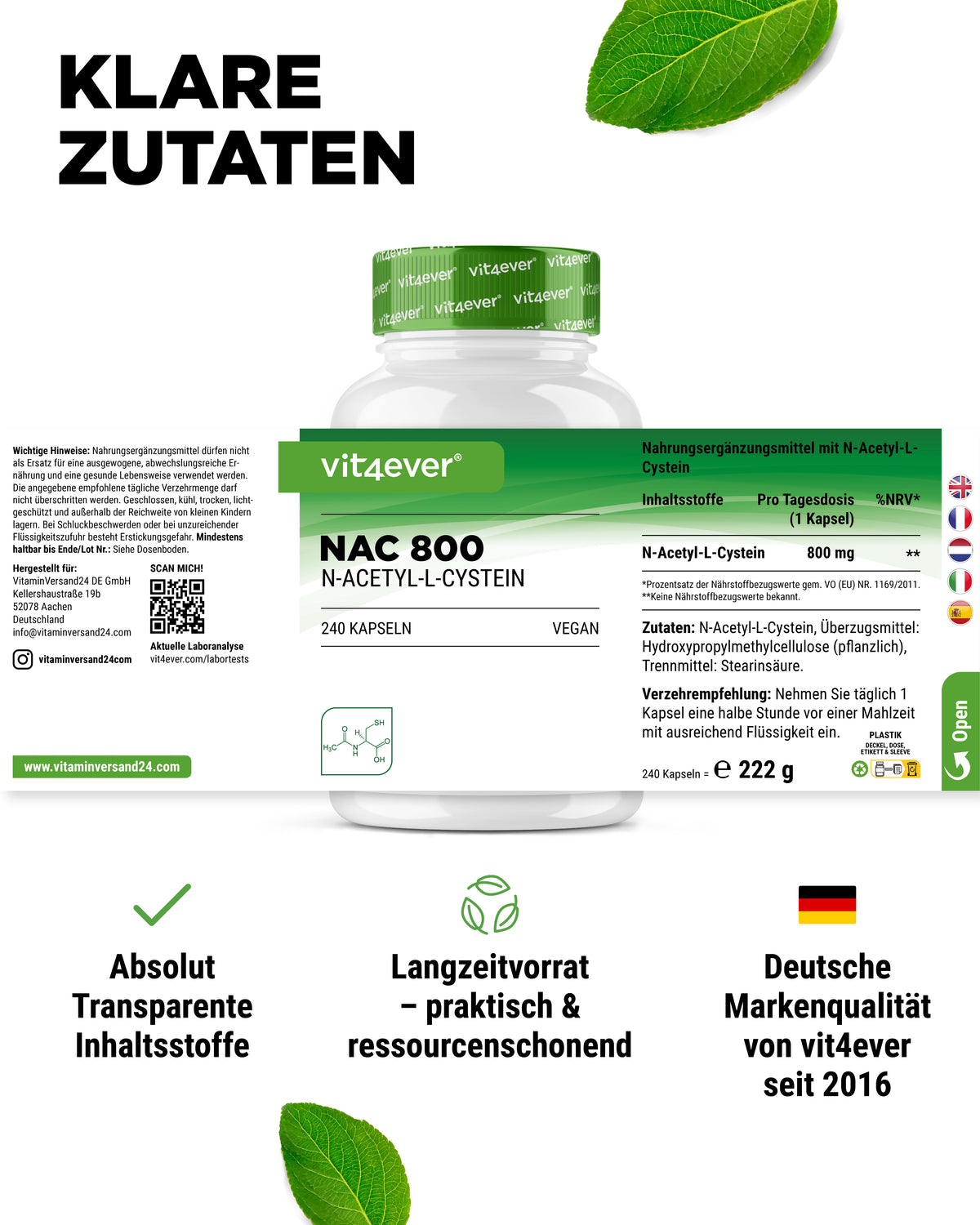 NAC - N-Acetyl L-Cysteïne - 800 mg