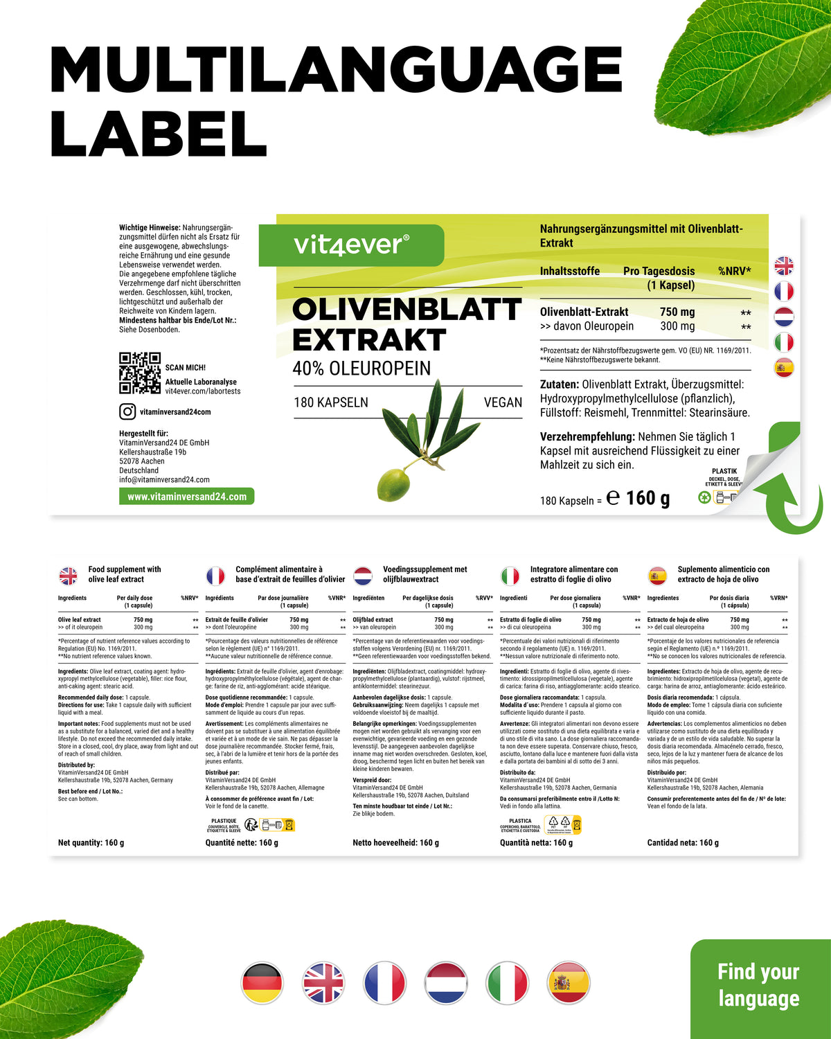 Ekstrakt Liści Oliwnych - 40% Oleuropeina