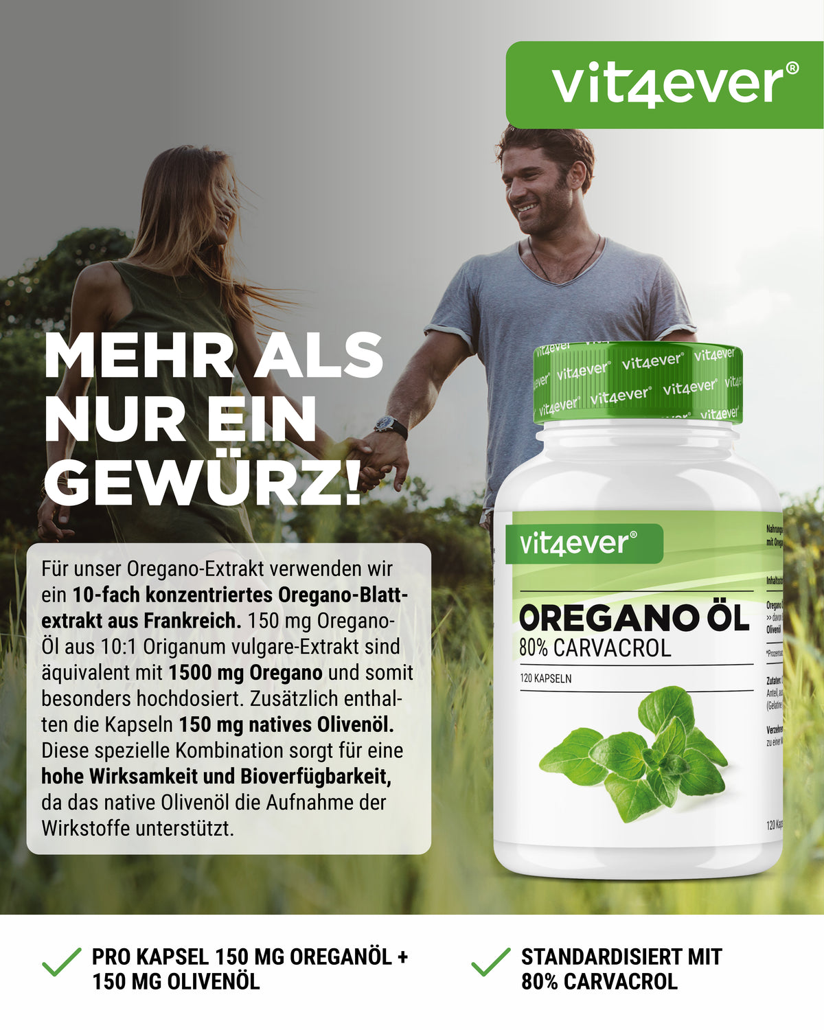 Huile d'origan - 150 mg - 80% Carvacrol