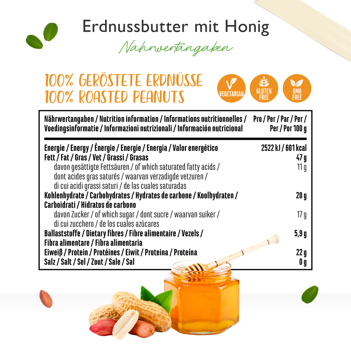 Erdnussbutter (Smooth) mit Honig