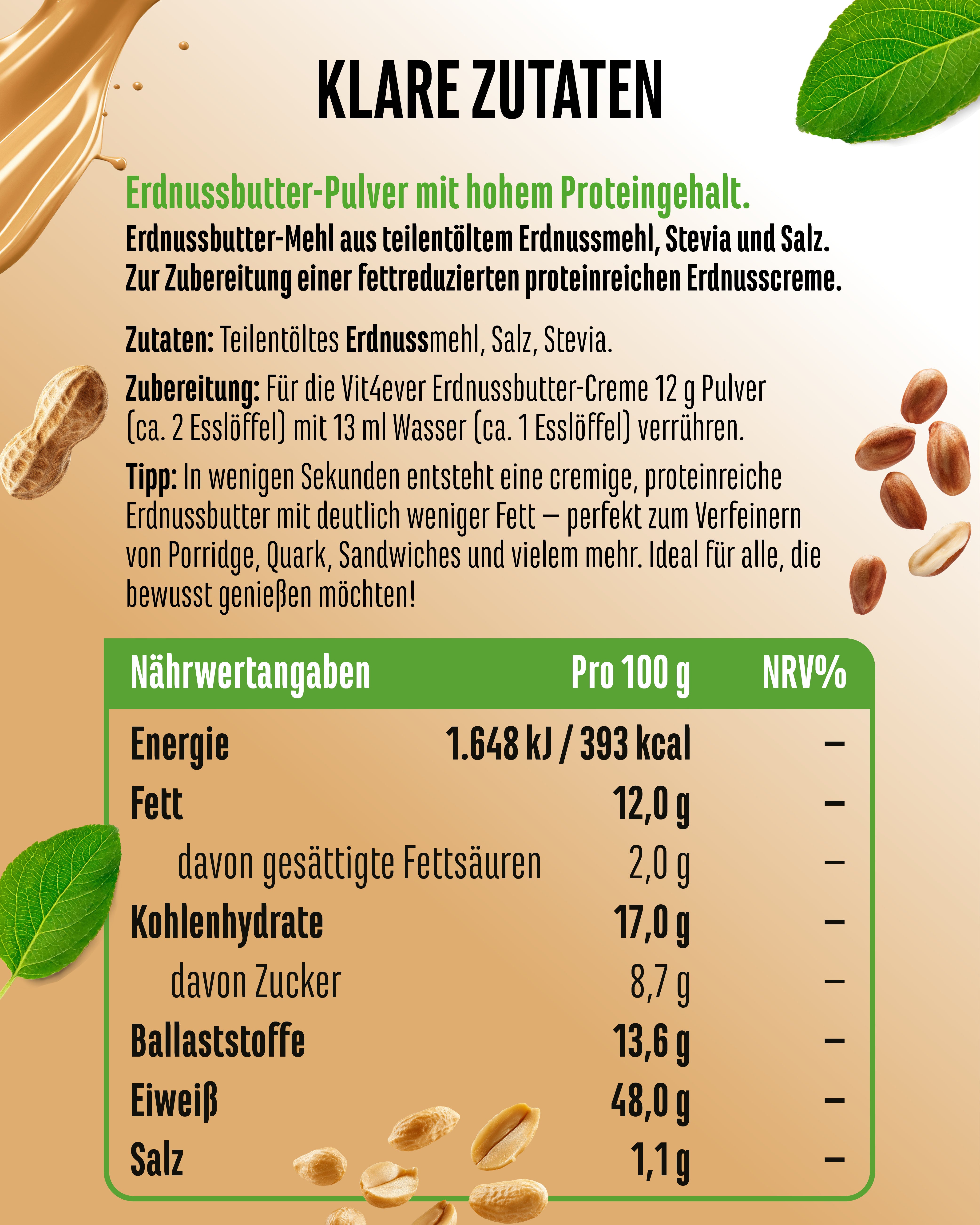 Beurre de cacahuète Light poudre, 500 g