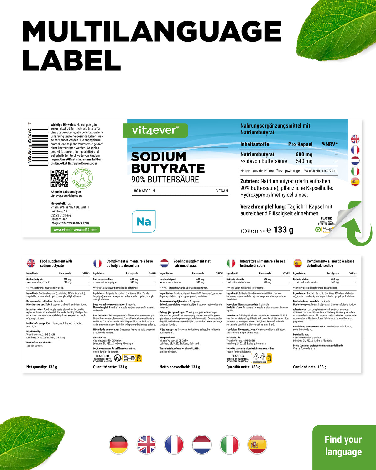 Sodium Butyrate - 600 mg