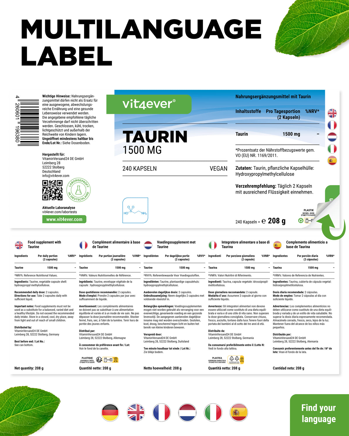 Taurine - 750mg