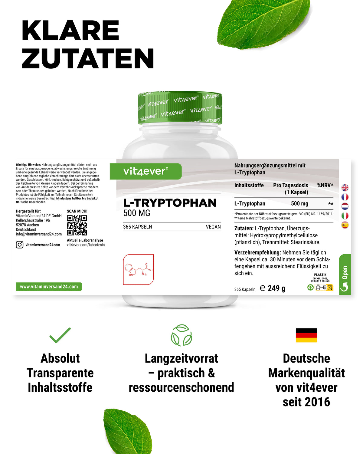 L-Tryptofaan - 500 mg