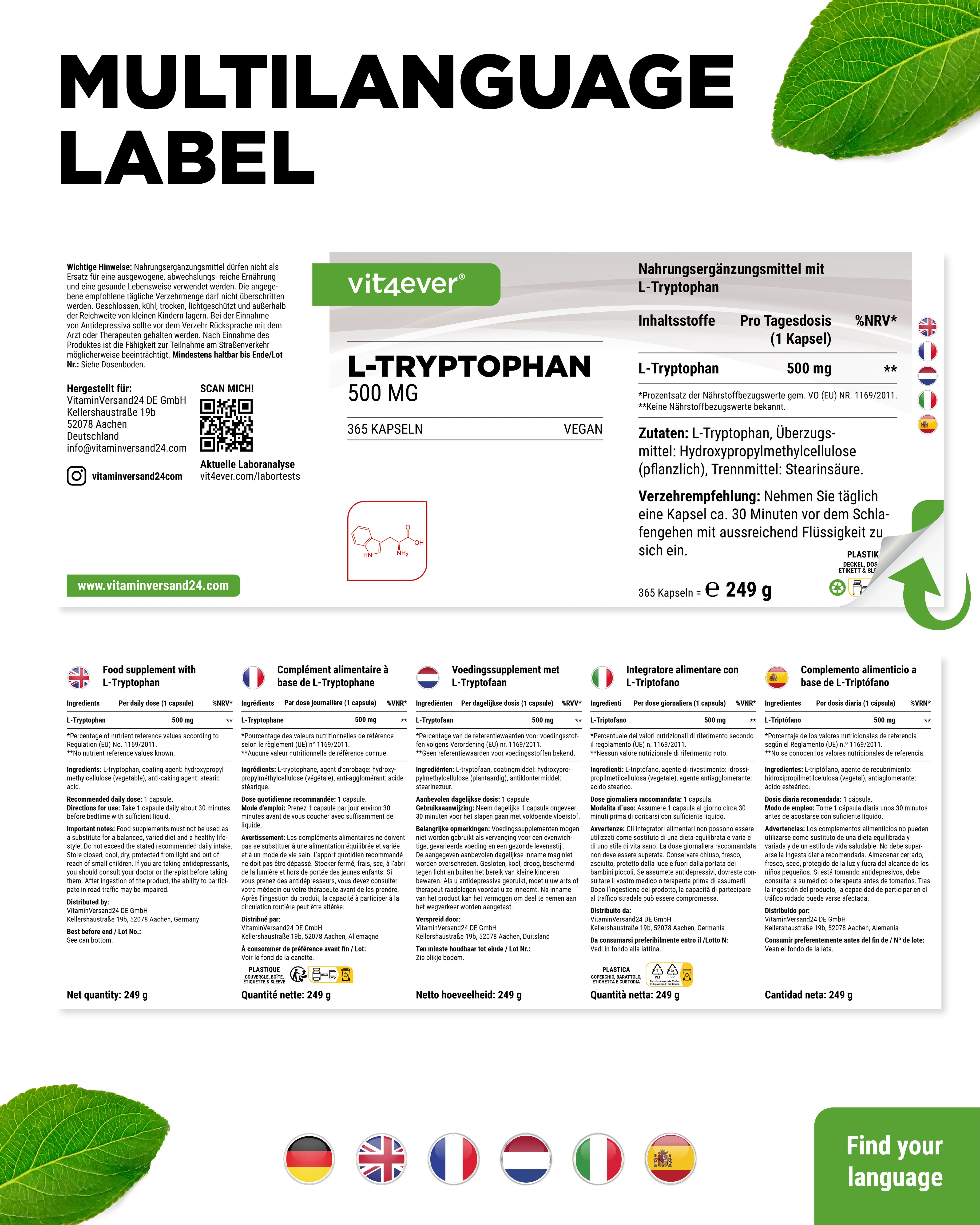 L-Tryptofaan - 500 mg