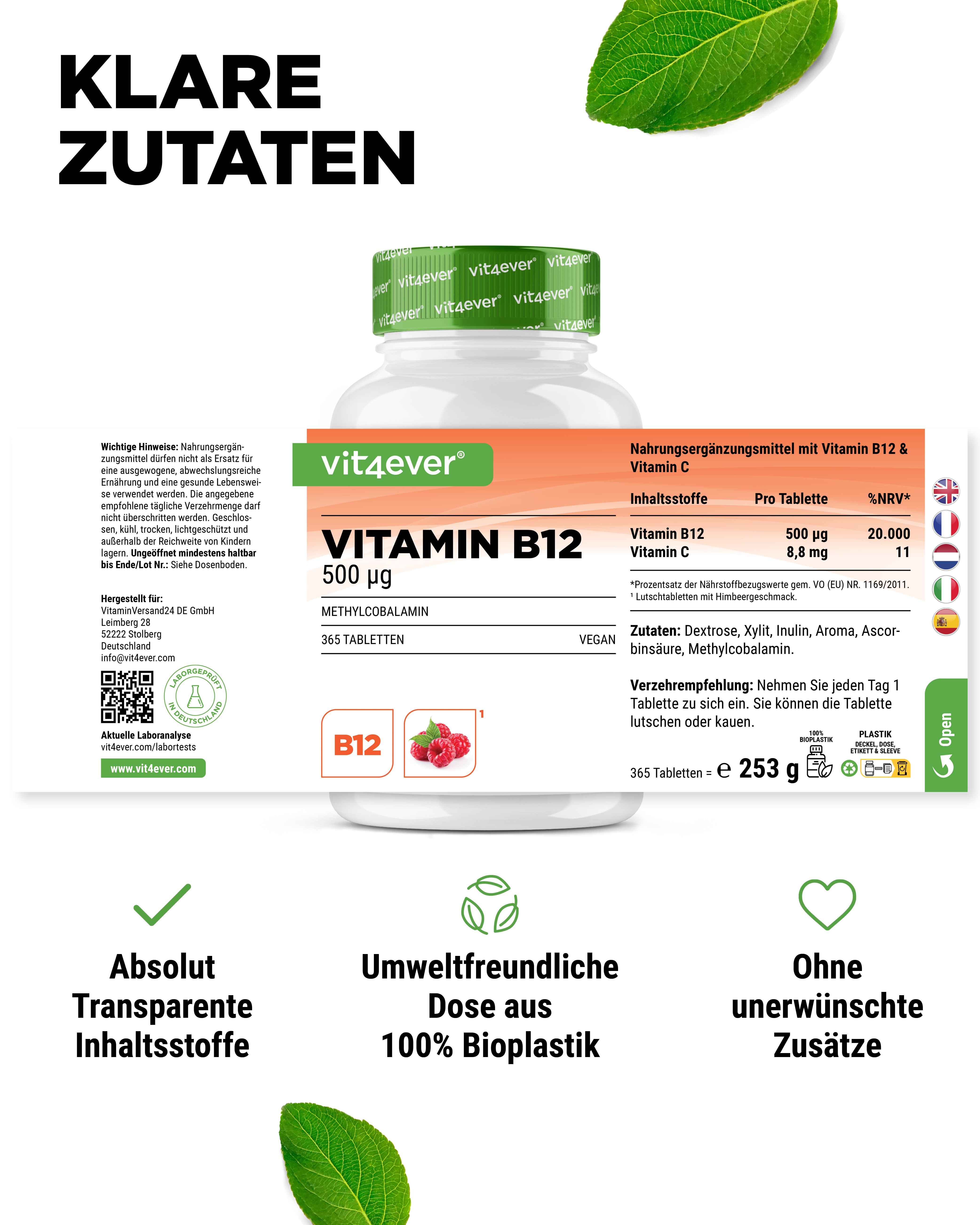 Vitamin B12 - 500 mcg - Lutschtabletten