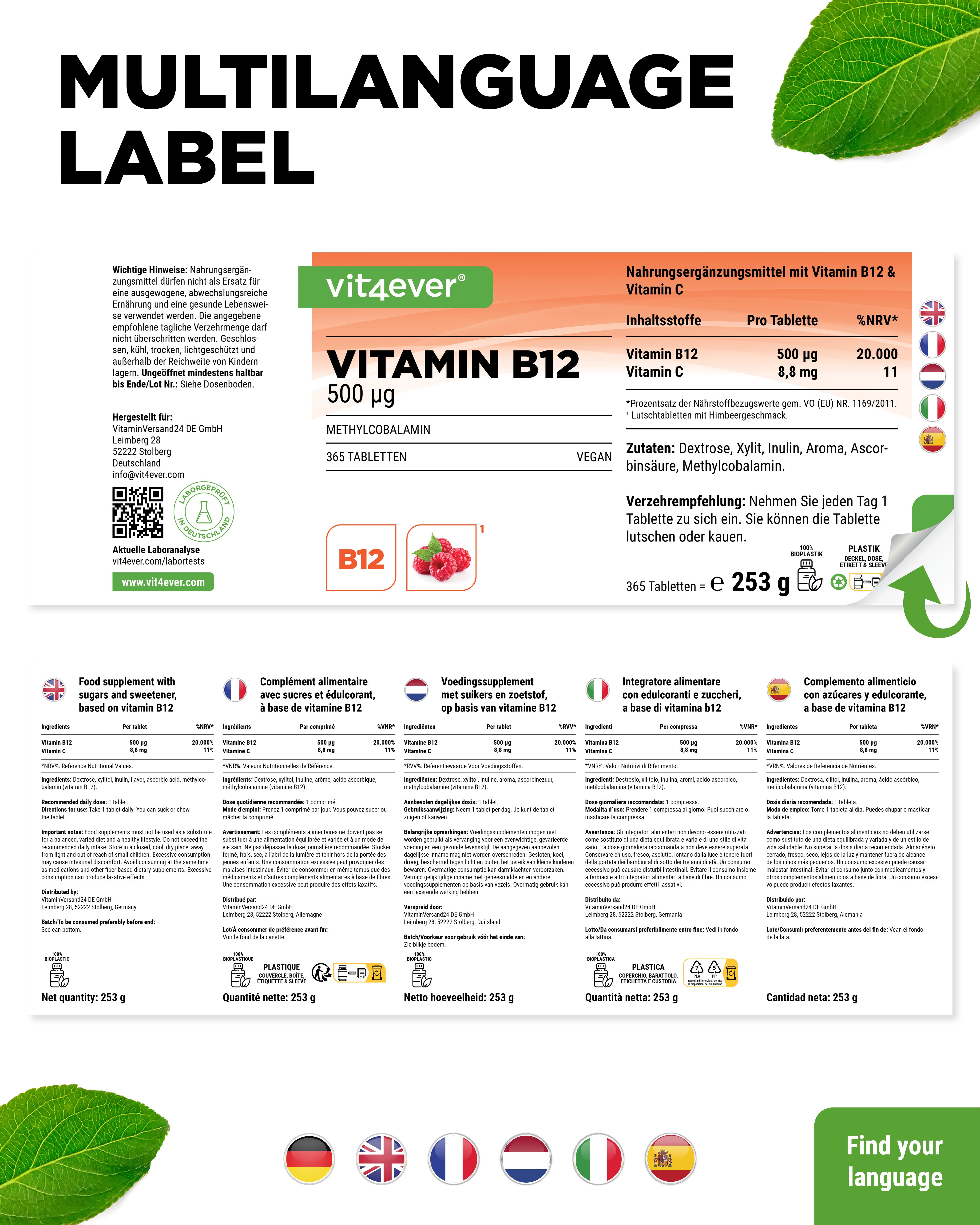 Vitamin B12 - 500 mcg - Lutschtabletten