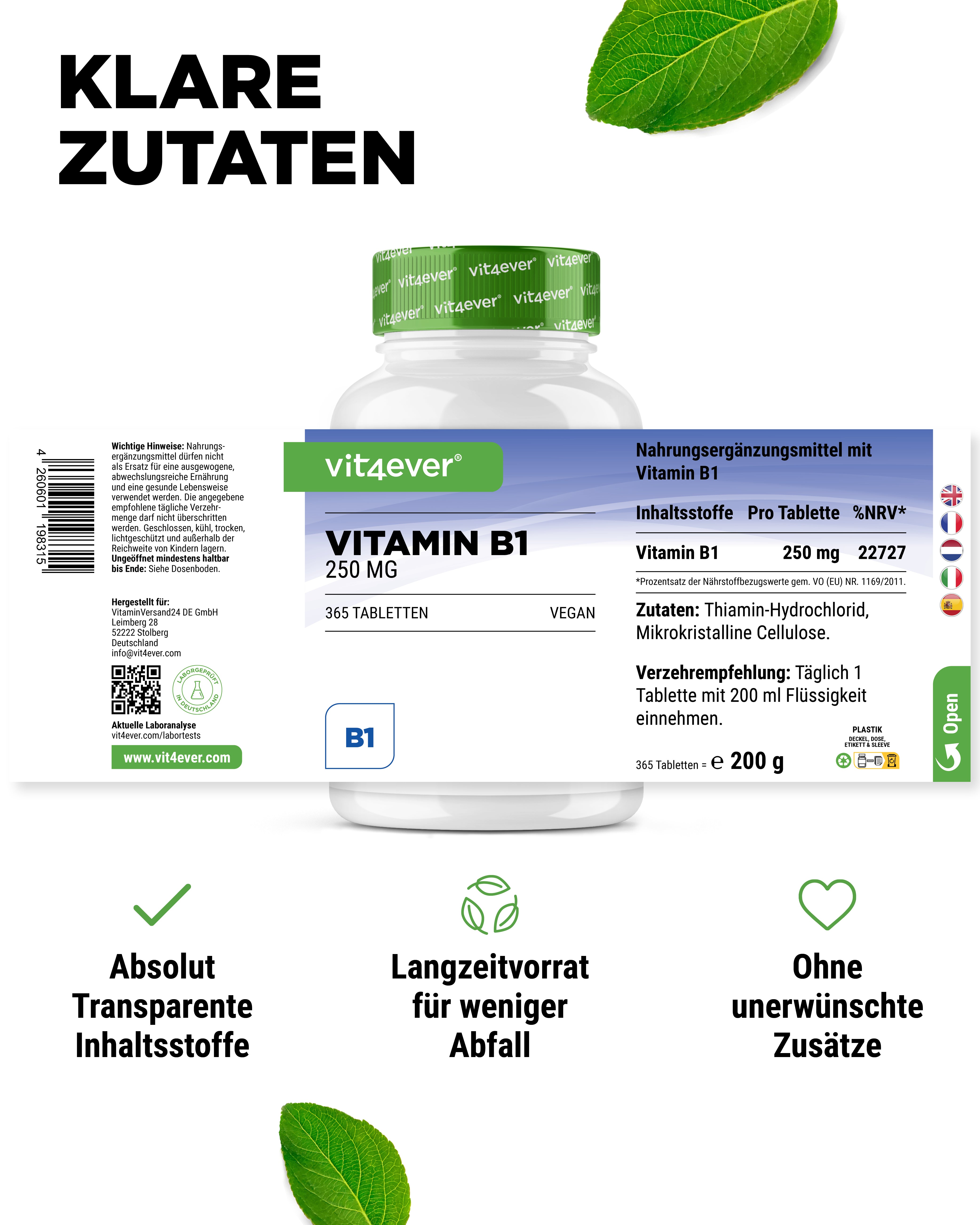 Vitamin B1 Thiamine 250 mg