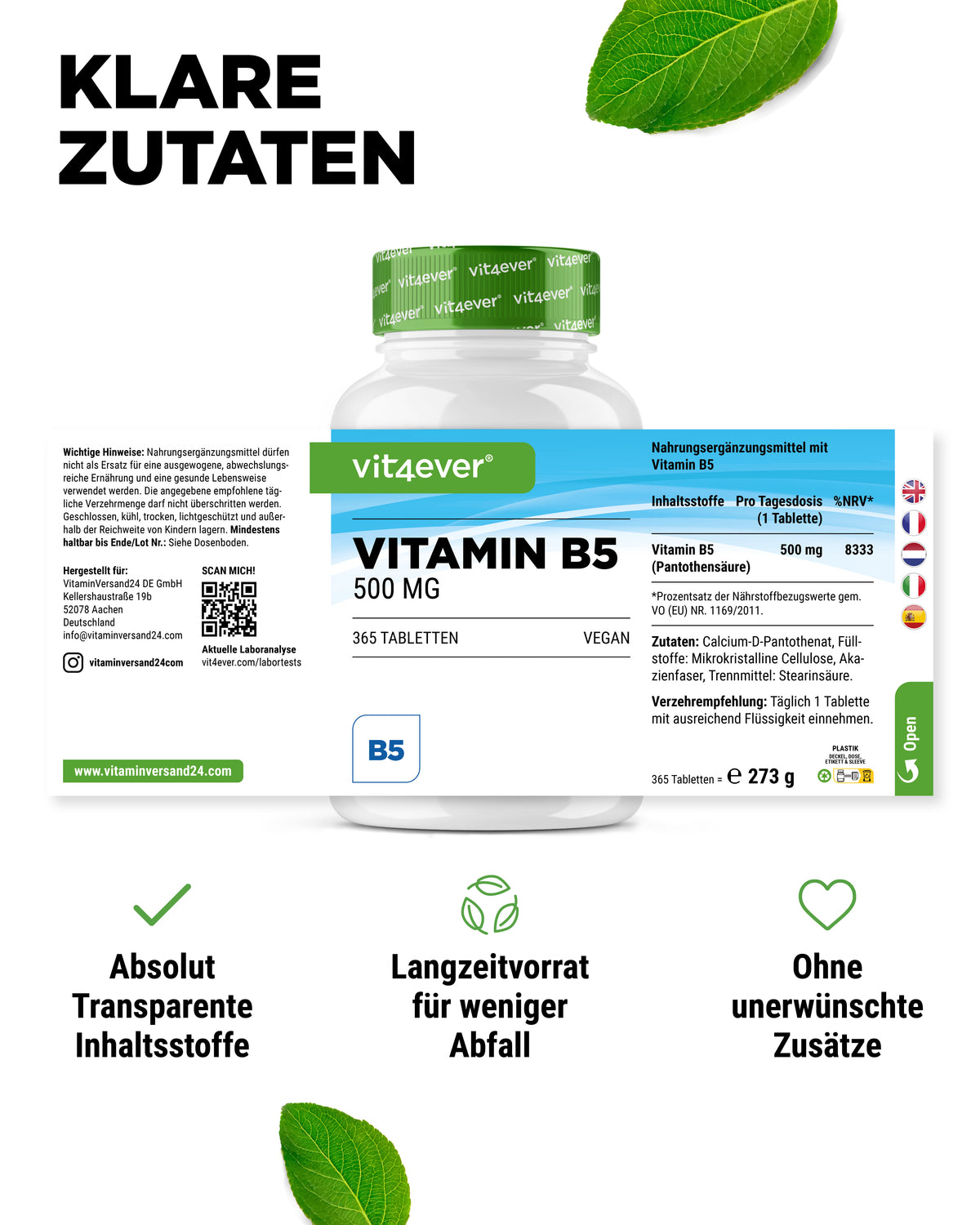 Vitamina B5 - 500 mg