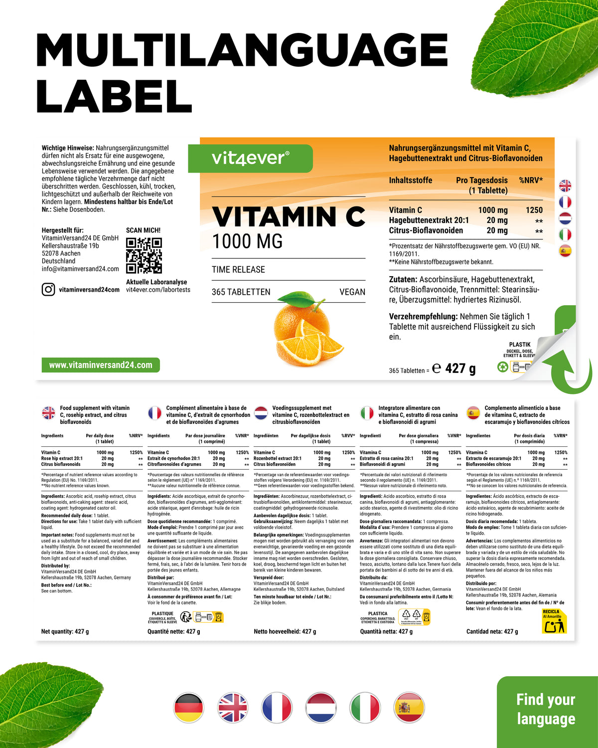 Vitamine C 1000 mg hautement dosée