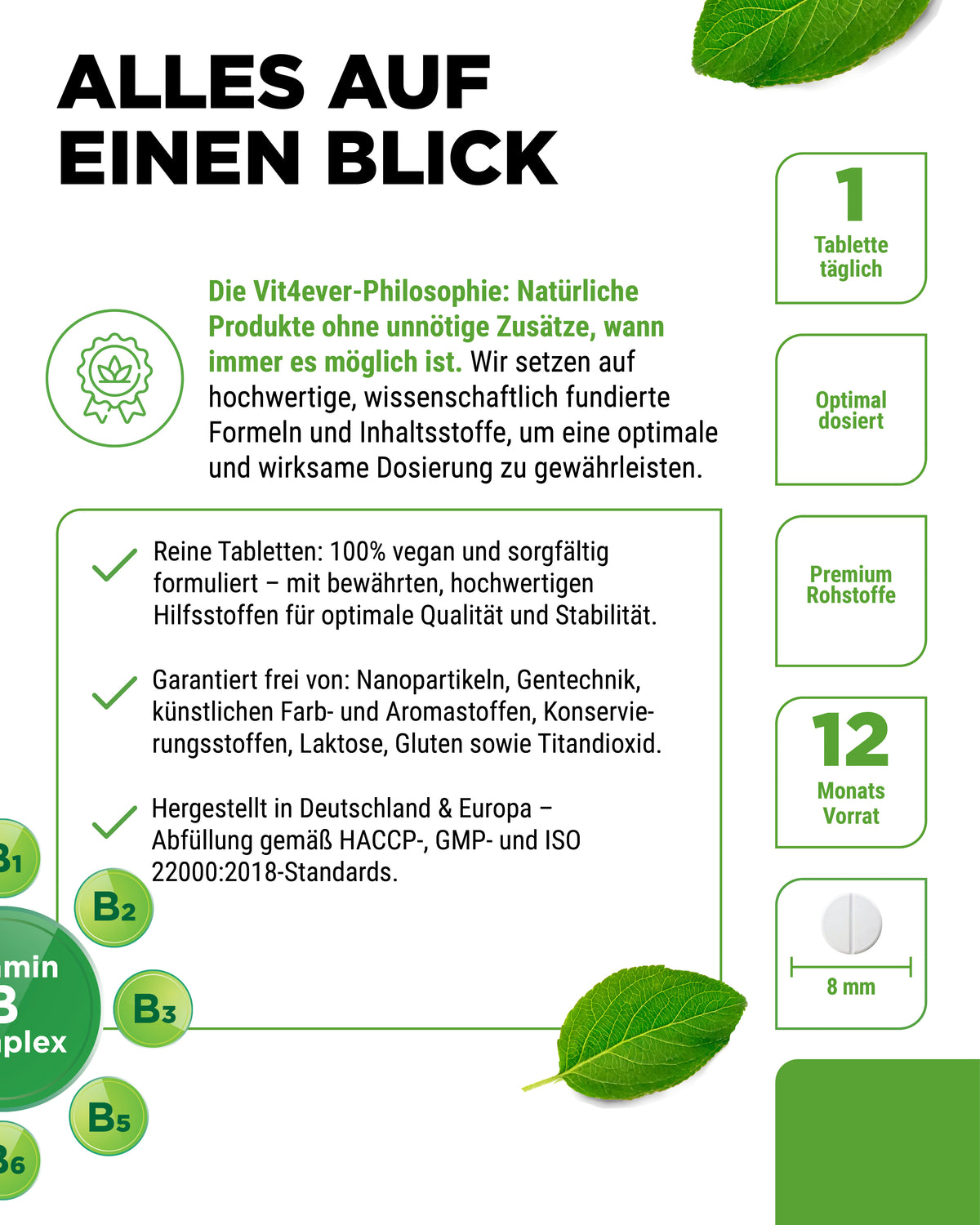 Vitaminen B Complex - 8 B-Vitaminen - 365 tabletten