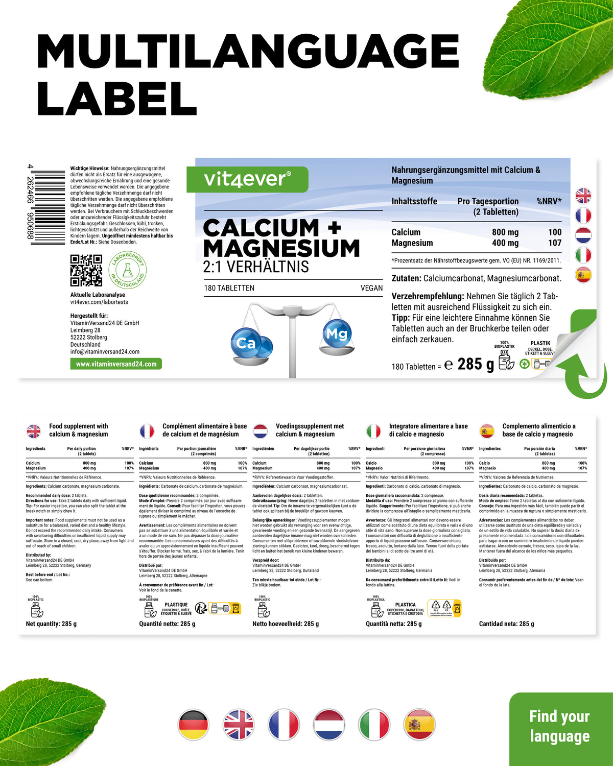 Calcium + Magnesium - 2:1 verhouding