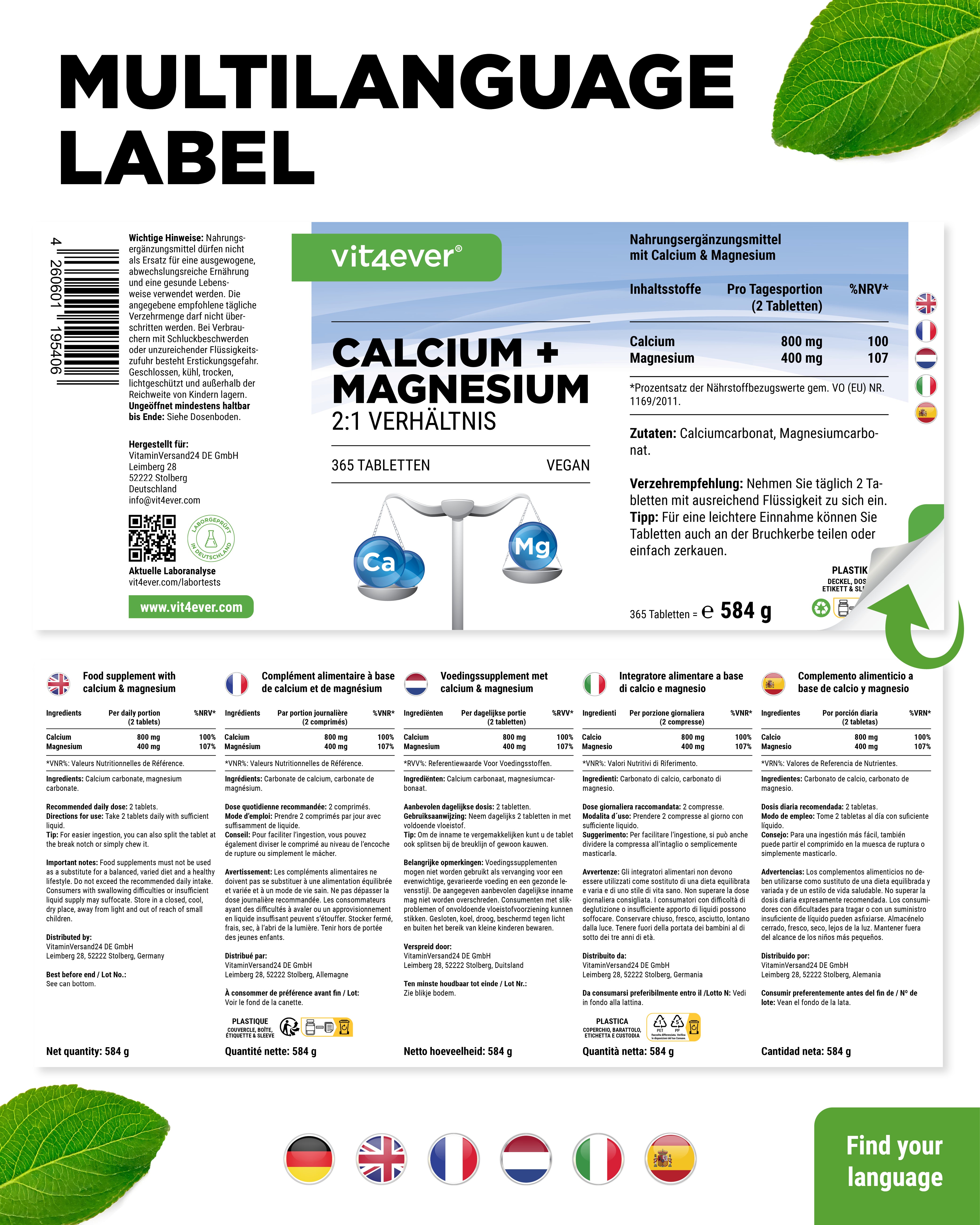 Calcium + Magnesium - 2:1 verhouding