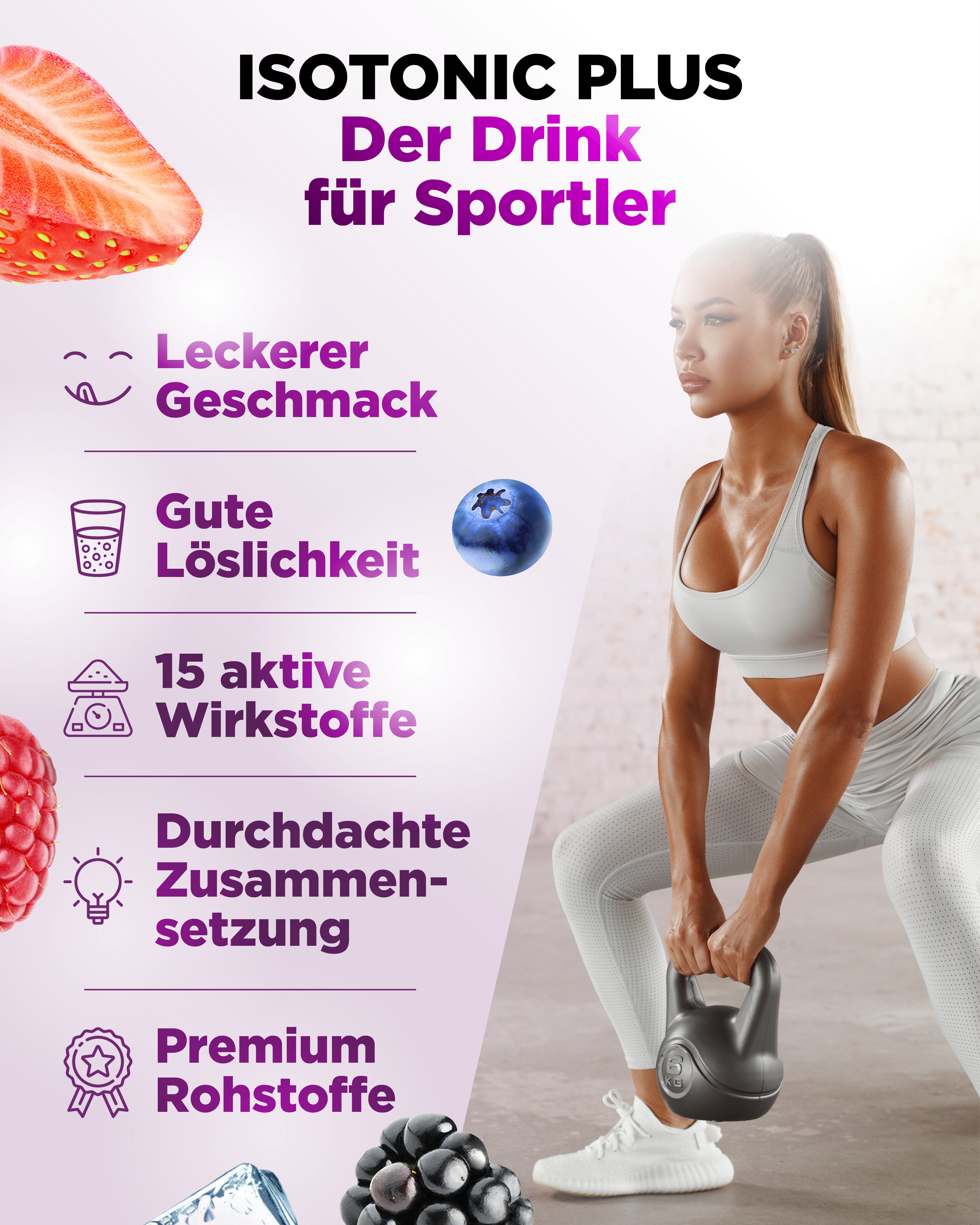 Isotonic Plus - mix di frutti di bosco, 1050 g