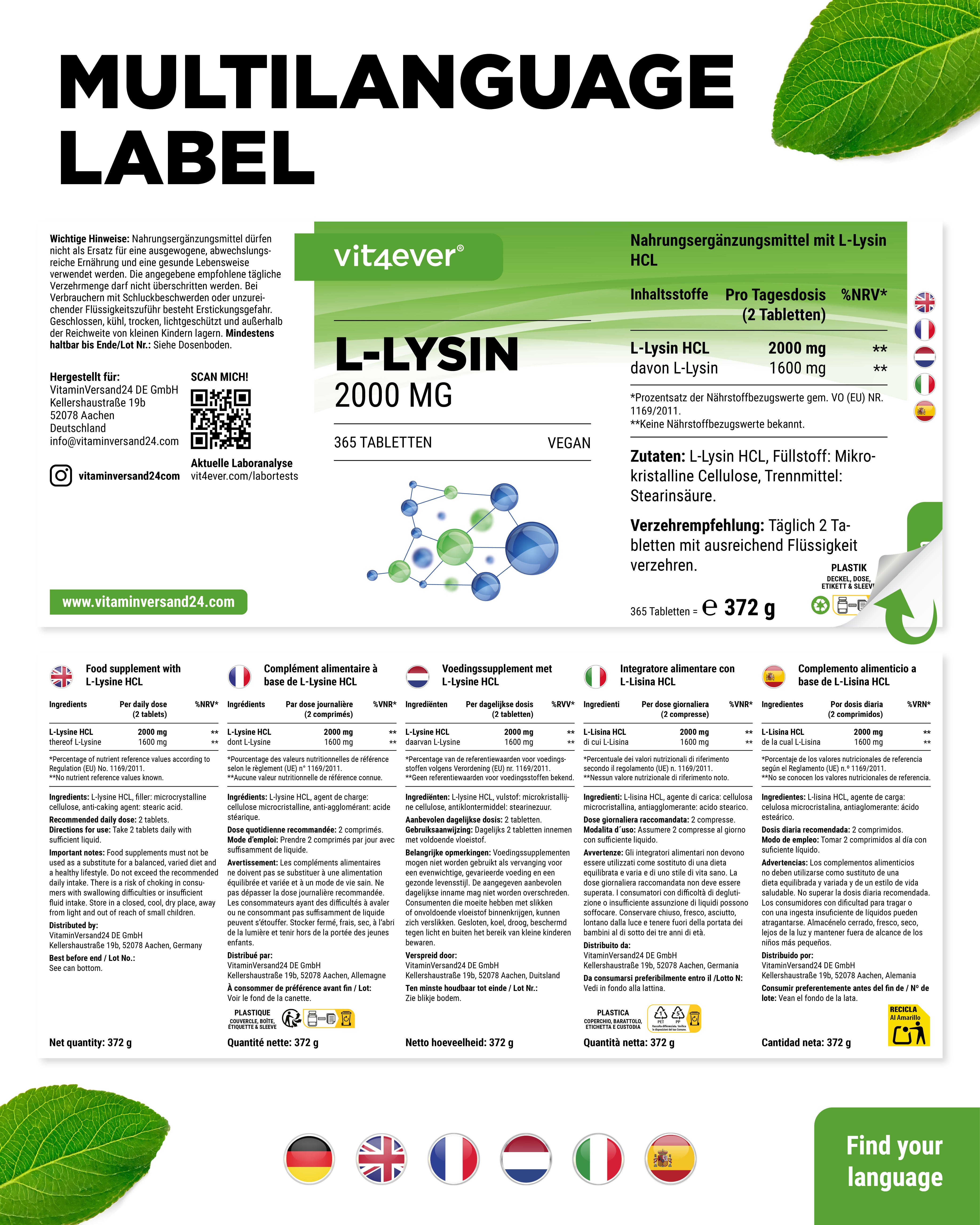 L-Lisina 1000 mg ad alto dosaggio