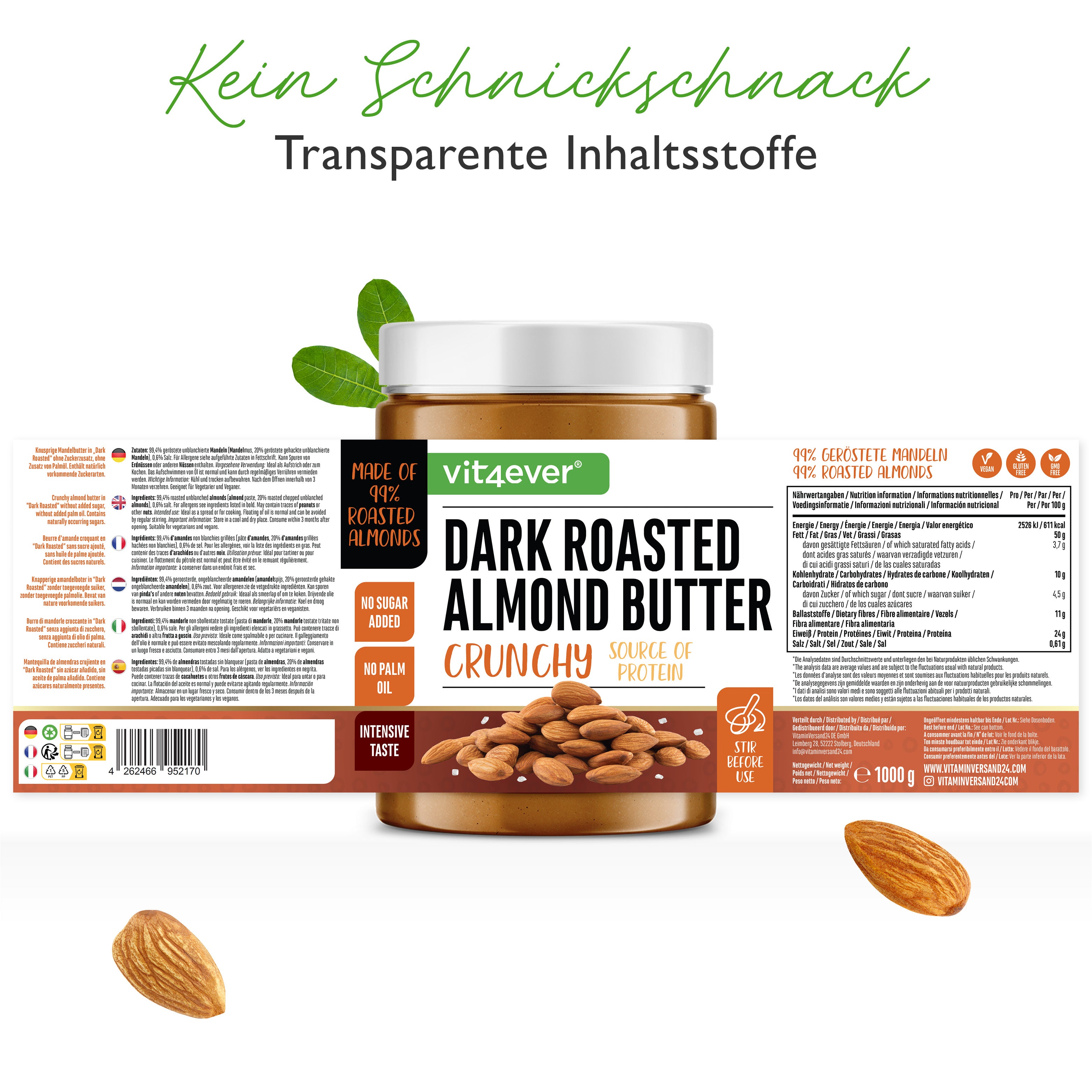 100% Mandelmus (Dark Roasted Crunchy)1000 g