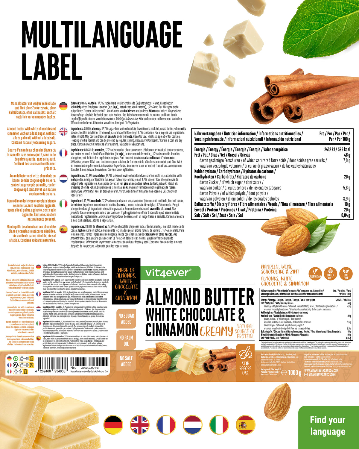 Almond Butter - White Chocolate & Cinnamon 1000g