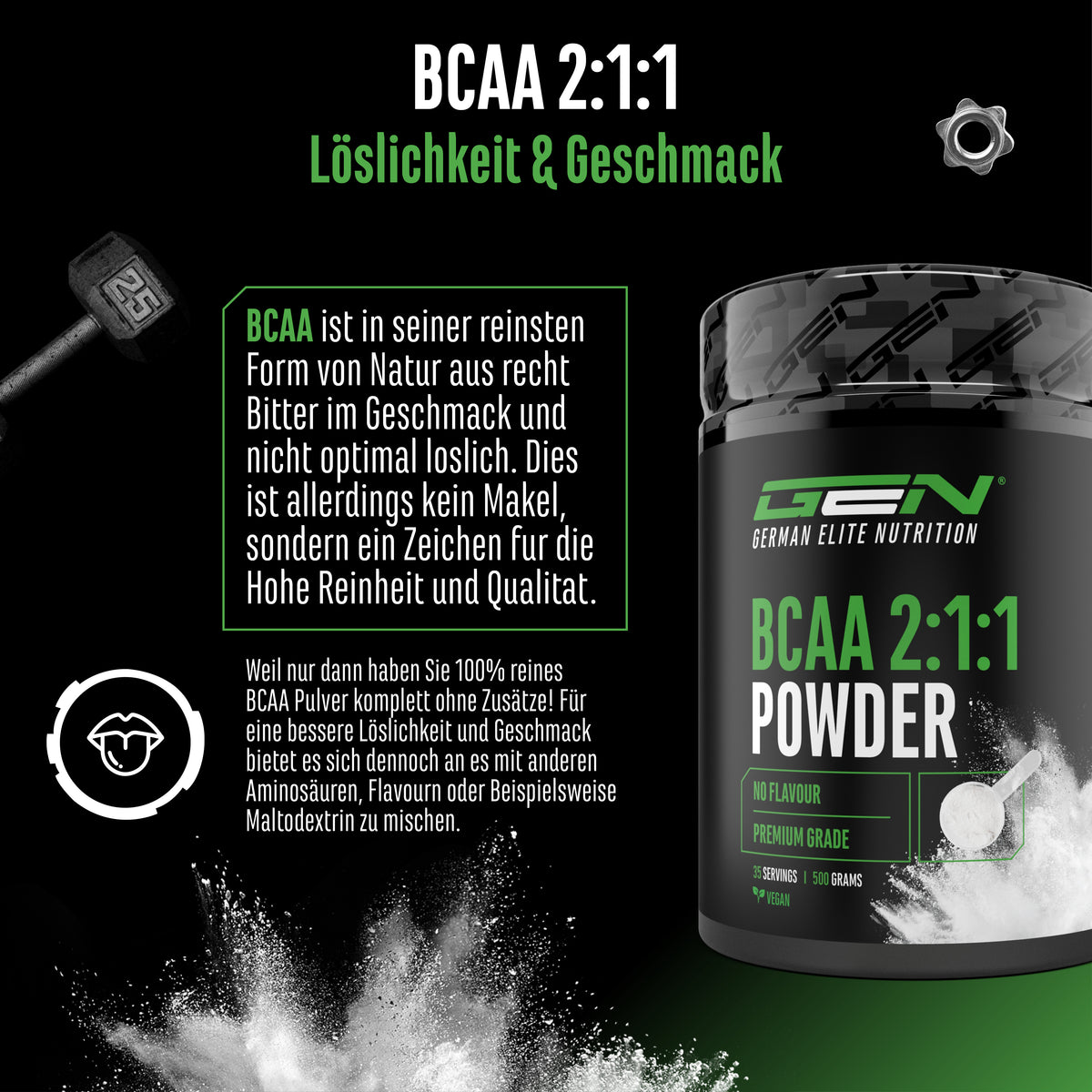 GEN BCAA 2:1:1 Polvo - Neutro, 500 g