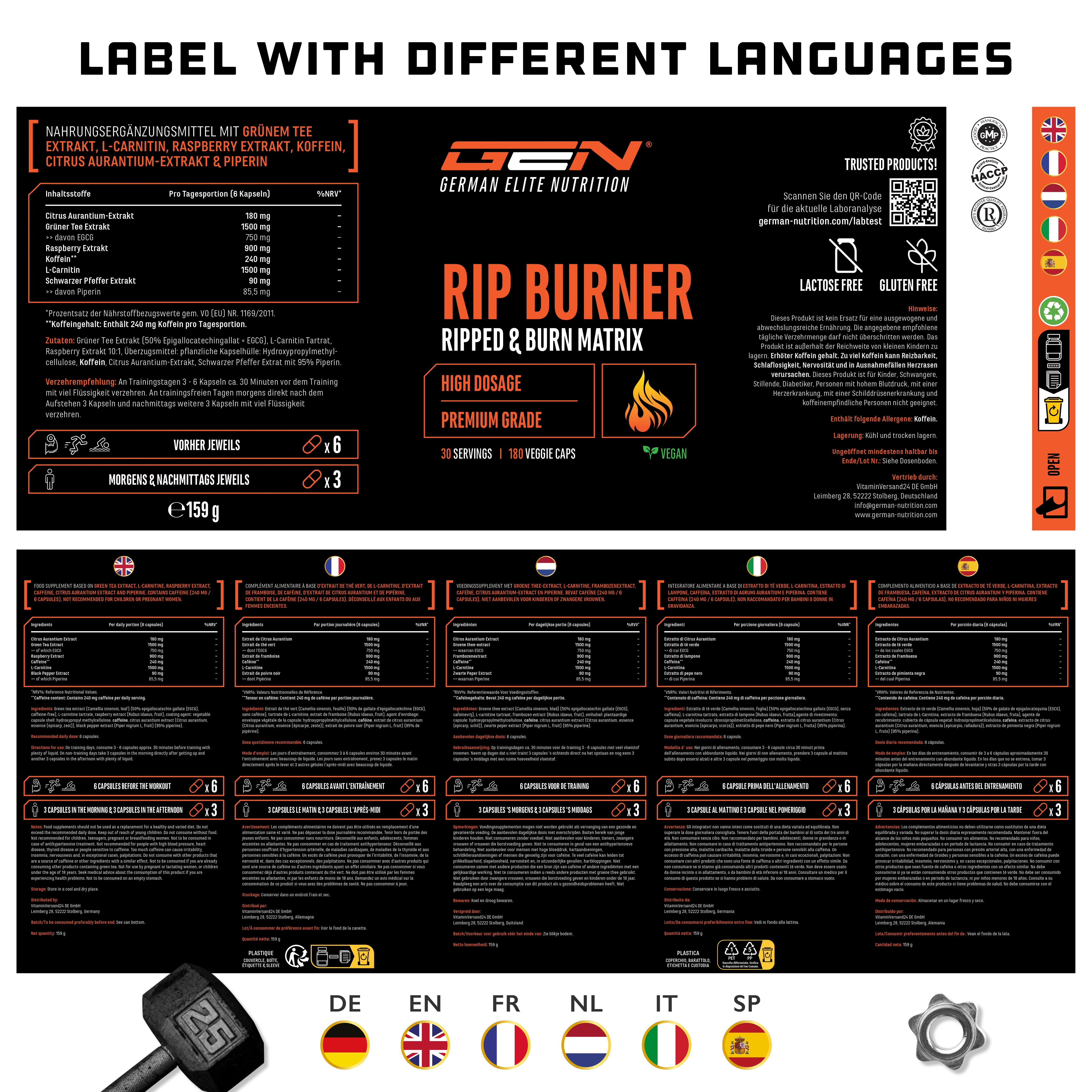 RIP Burner - 180 cápsulas - Fase de definición y dieta