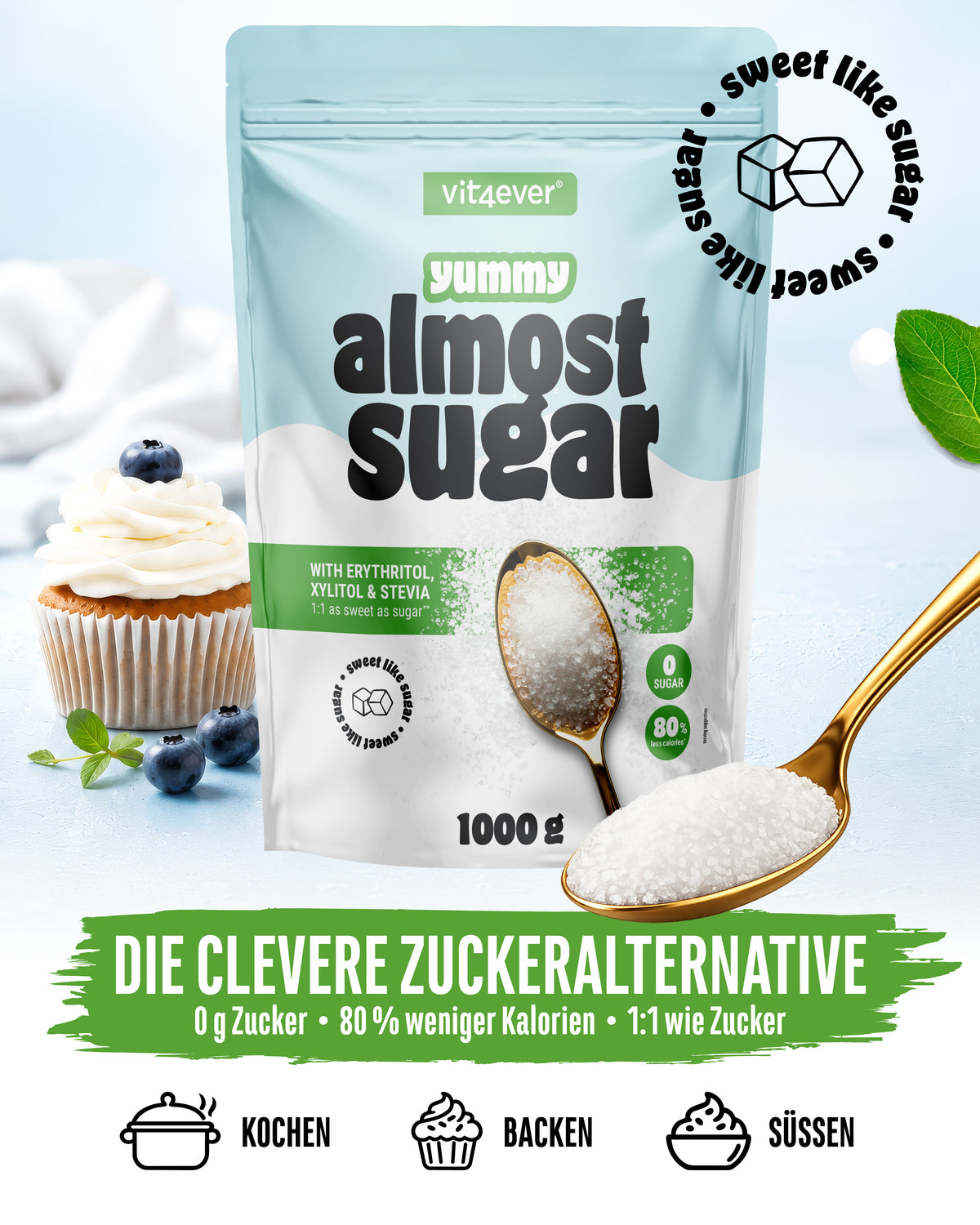 Almost Sugar  -  Erythrit, Xylit und Stevia