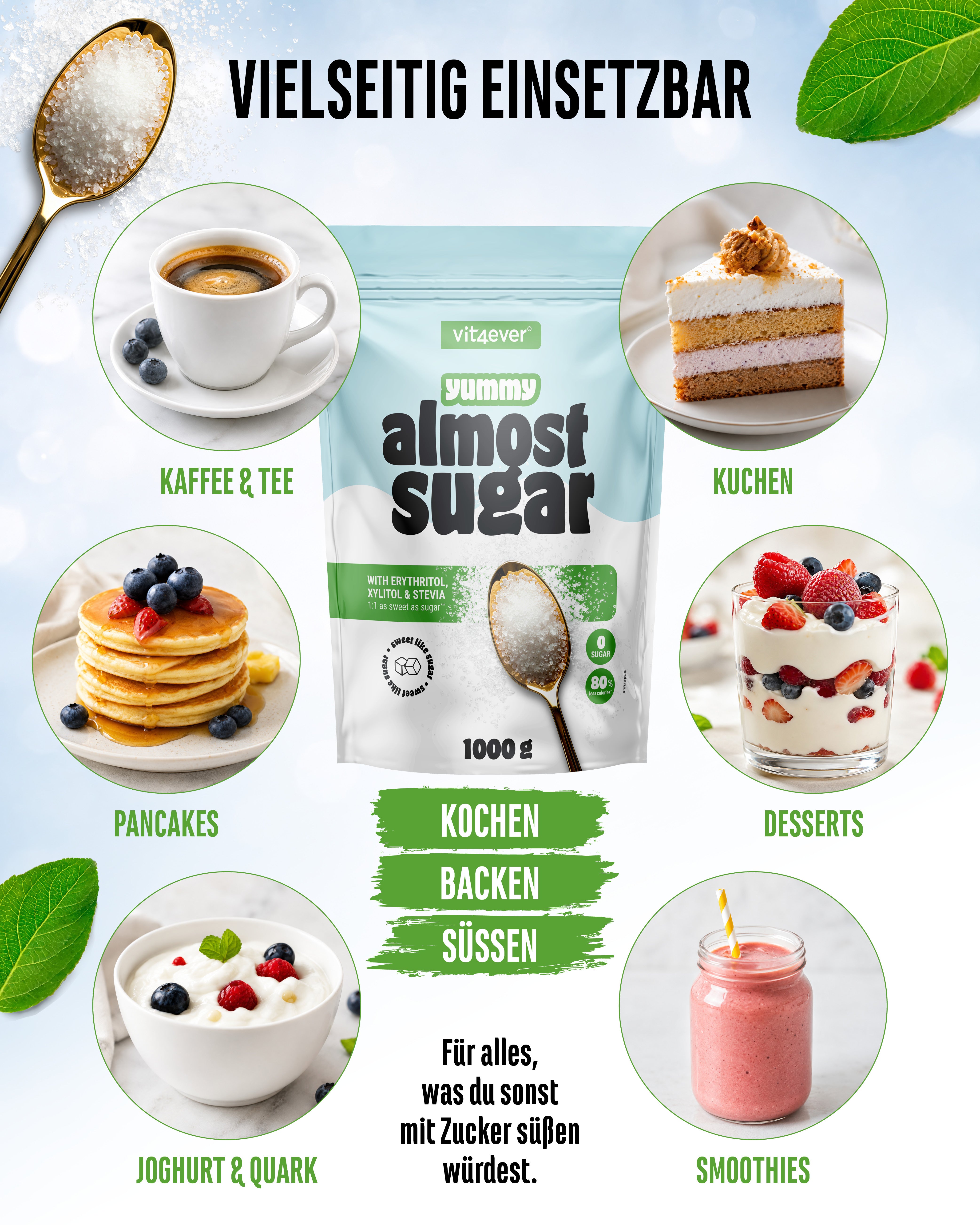 Almost Sugar  -  Erythrit, Xylit und Stevia